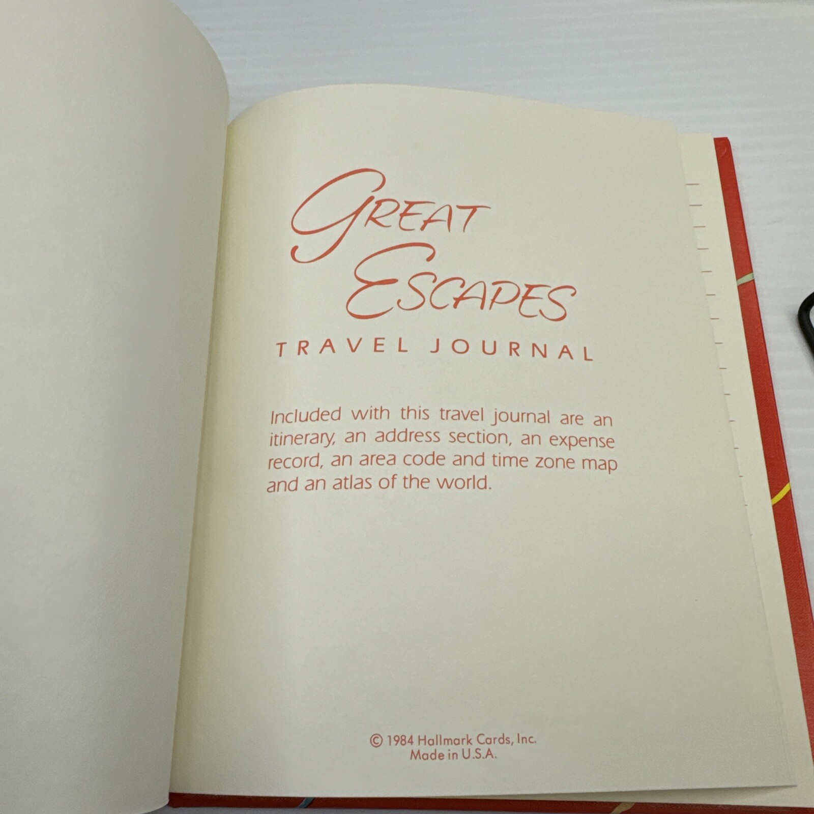 Great Escapes Travel Journal 1984 Vintage Hallmark with Box Red Travel Journal