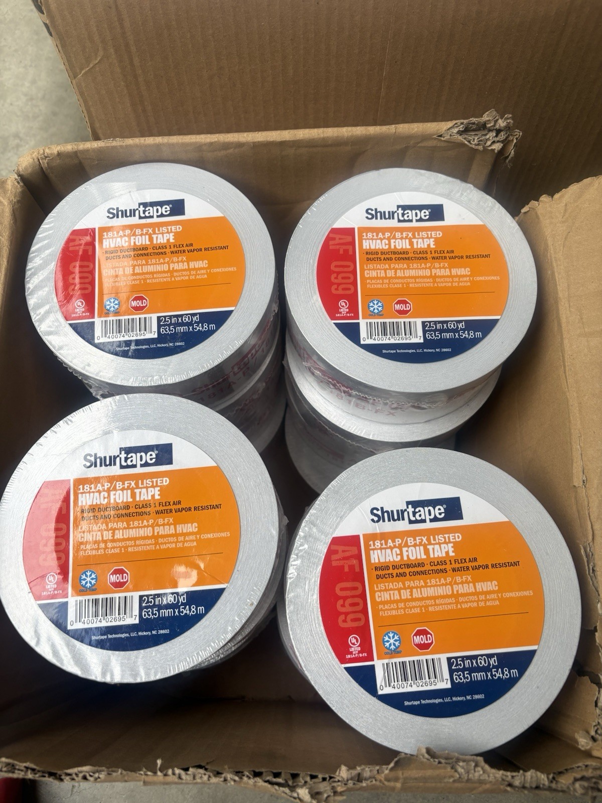 Shurtape AF 099 UL 181A-P/B-FX HVAC Foil Tape 2.5 Inch X 60 Yd (Case Of 16)