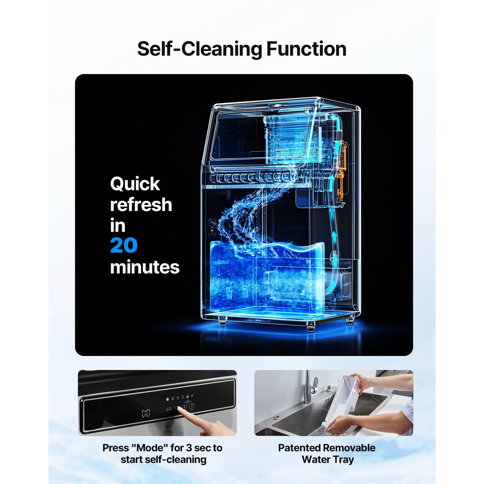 Uimoso 130Lbs/24H Commercial Ice Maker Bar Restaurant Built-in Ice Cube Machine