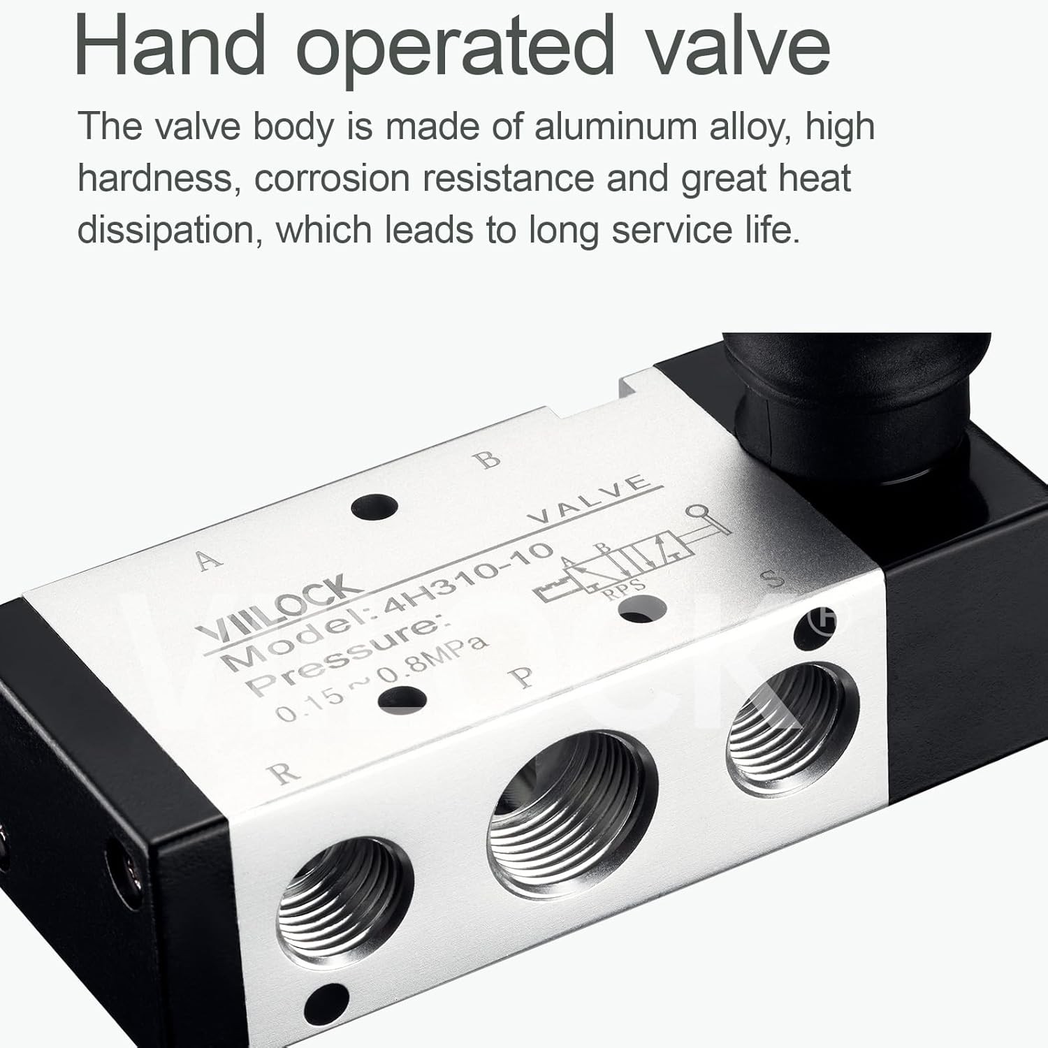 Pneumatic Air Hand Lever Valve, 5 Way 2 Position 3/8”NPT Solenoid Valve Manual C
