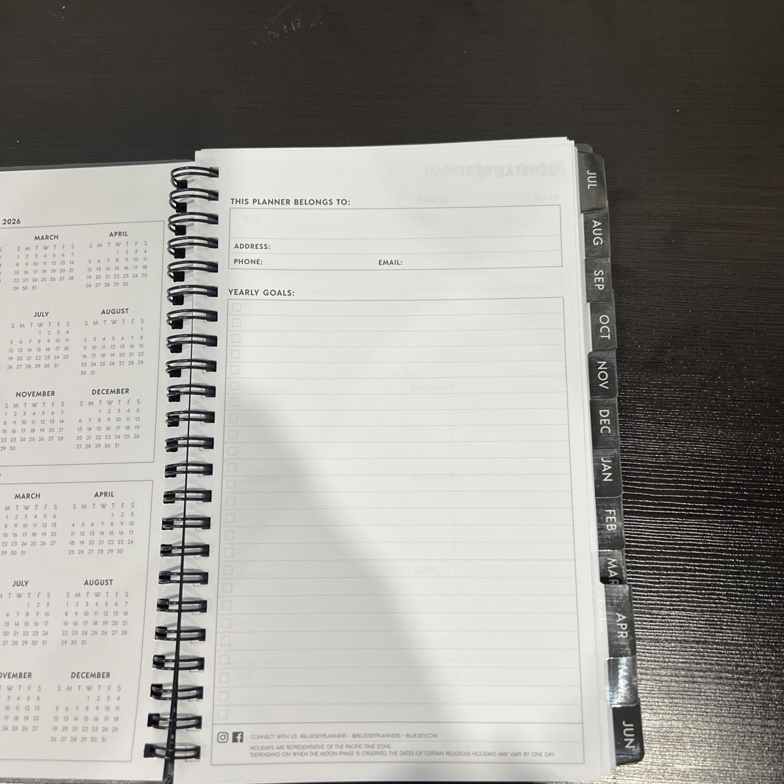 ASMBLD BLUE Sky Tabbed 15-Month Planning Calendar- April 2026 thru June 2027
