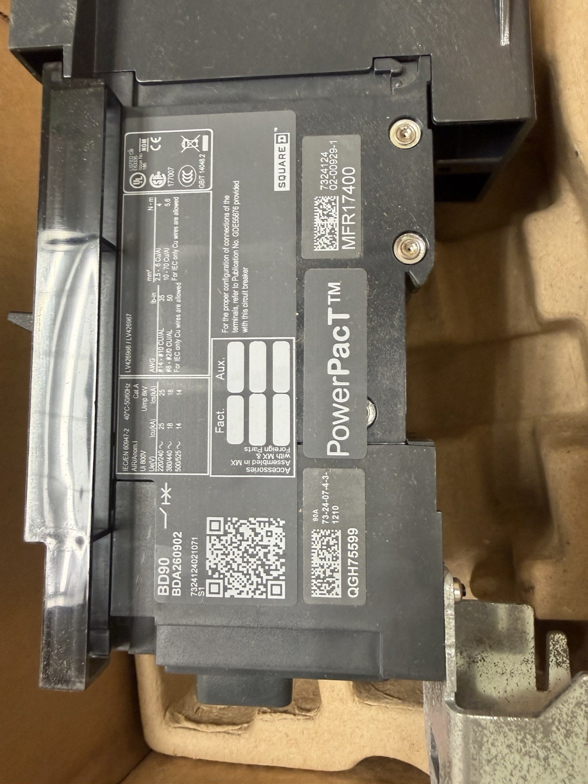 Sq. D BDA260902 2P 90a Power PacT Breaker