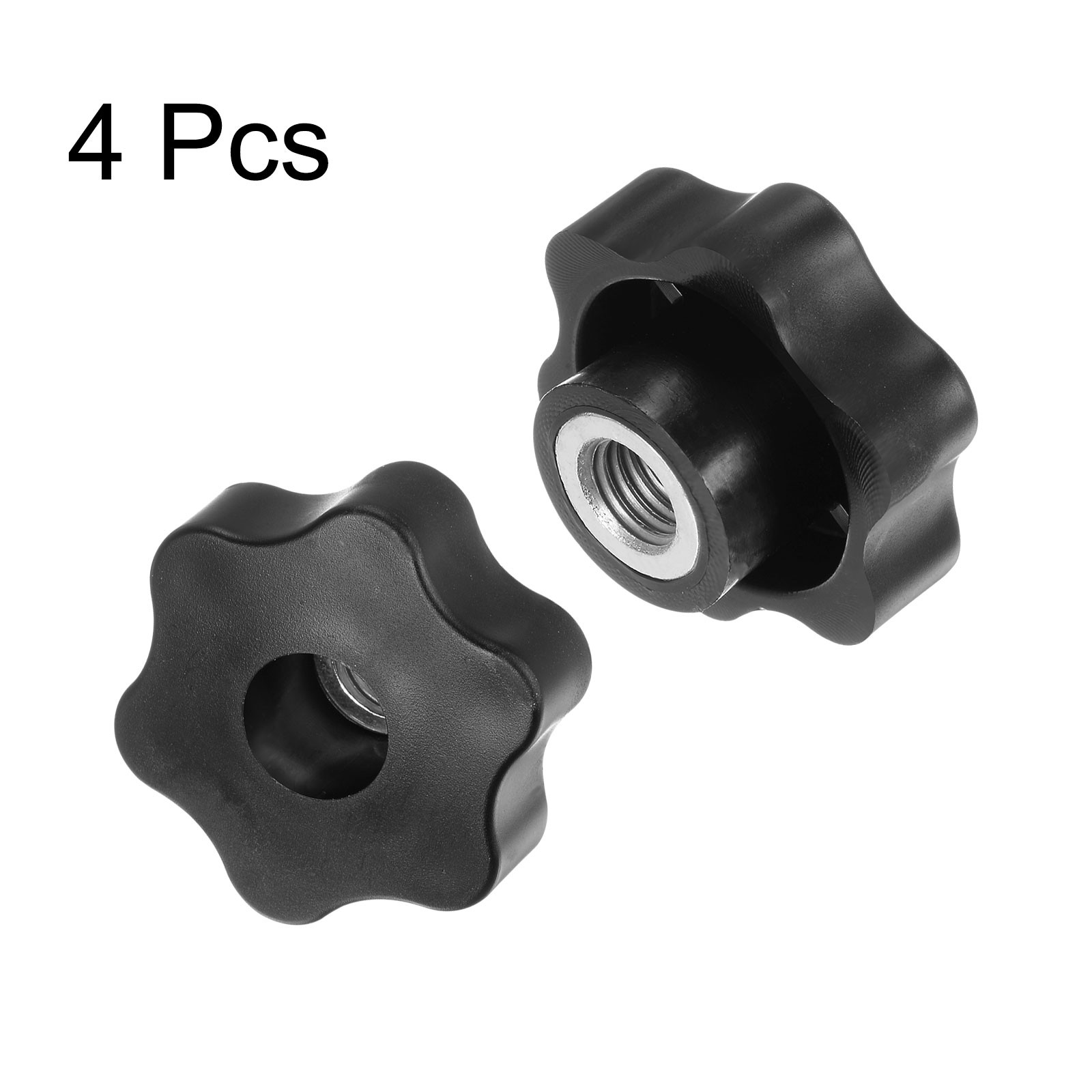 4 Pcs M12 Female Thread Black Star Knobs INDUSTRIAL Screw-in Clamping Handles