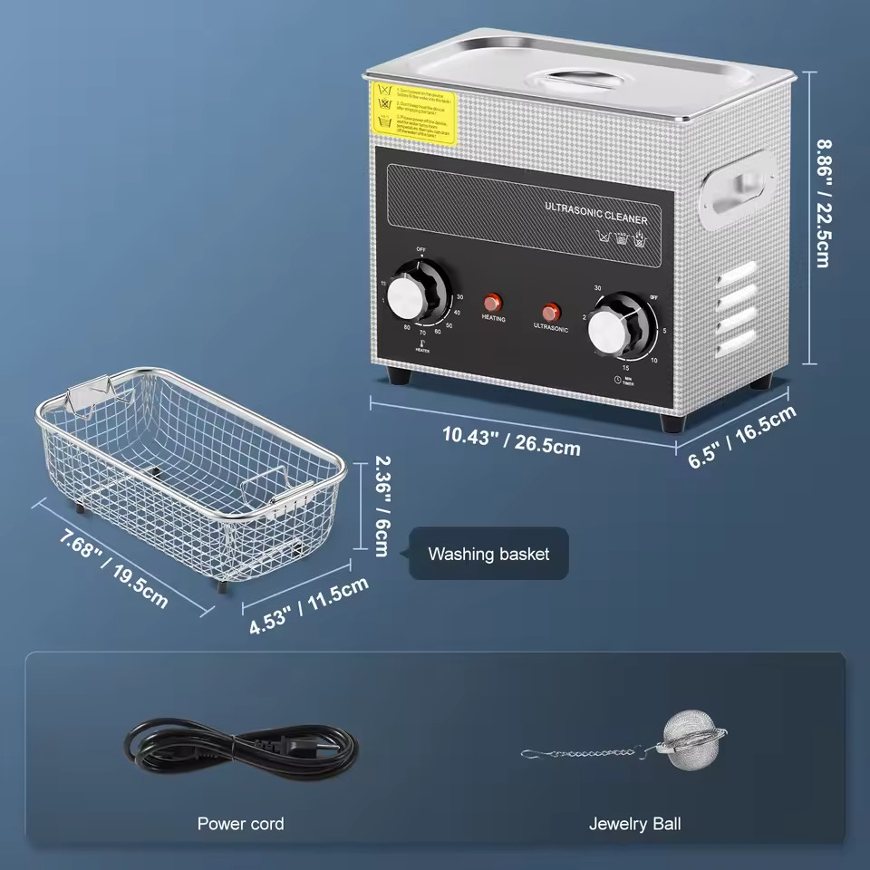 40kHz Ultrasonic Cleaner Heated Timer Stainless Steel Parts Cleaner 2L-30L