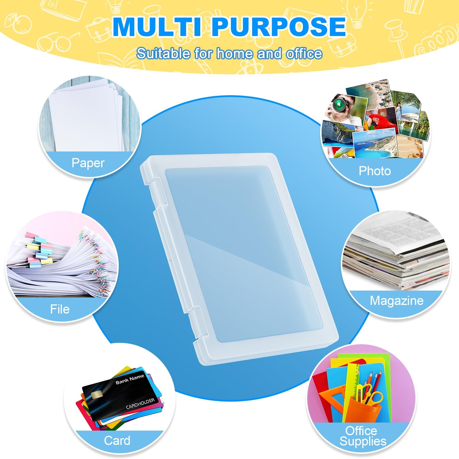 Transparent A4 File Paper Box Document Project Storage Container Case Holder