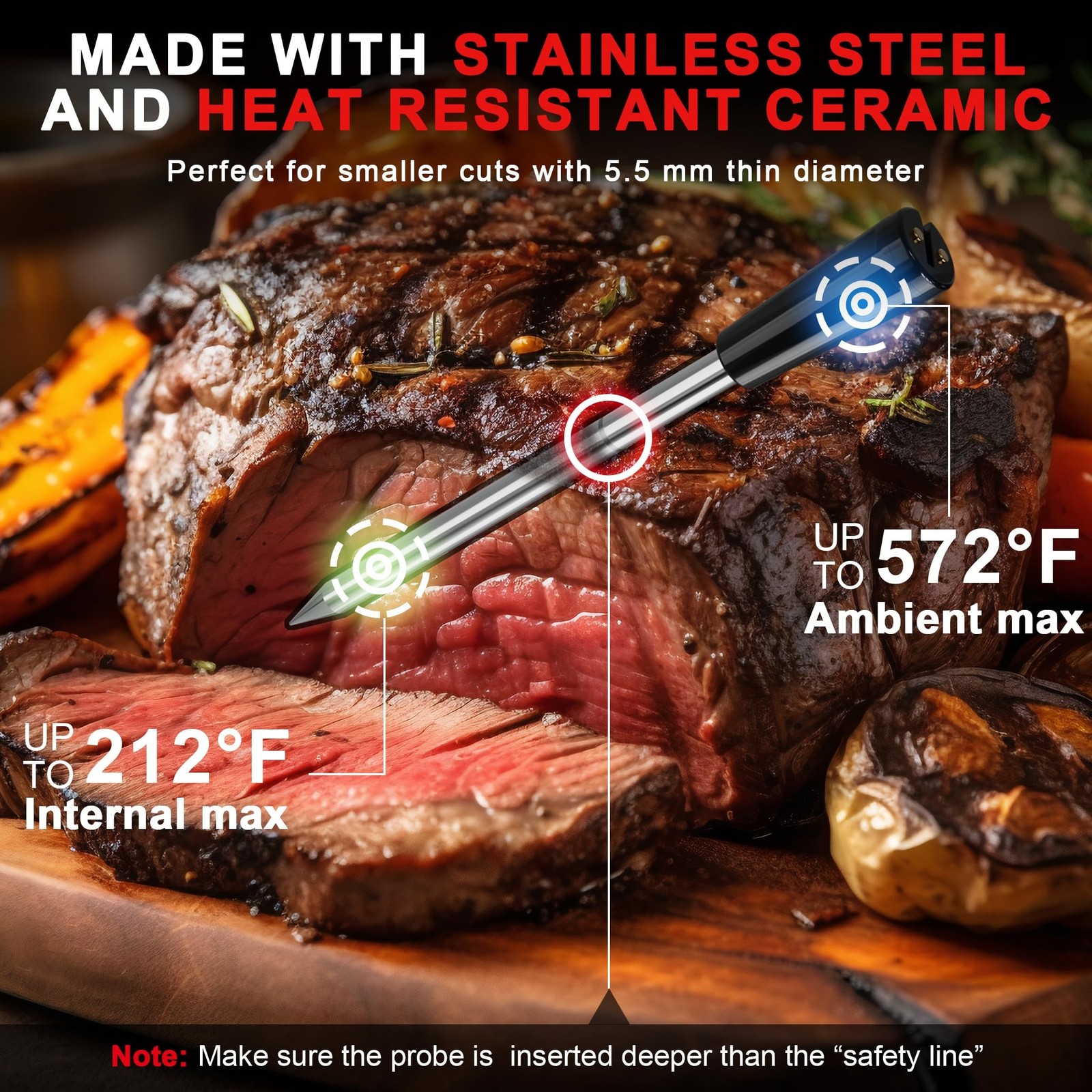 Smart Bluetooth Cooking Thermometer, Long-Range Wireless Meat Thermometer for…