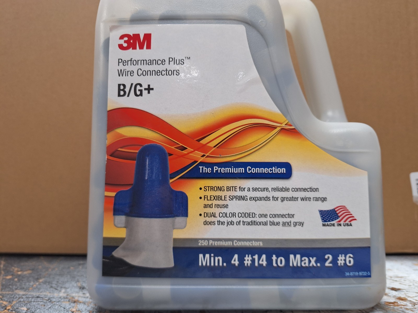 3M Performance Plus Wire Connector, B/G+ (Blue / Gray) 250 Count