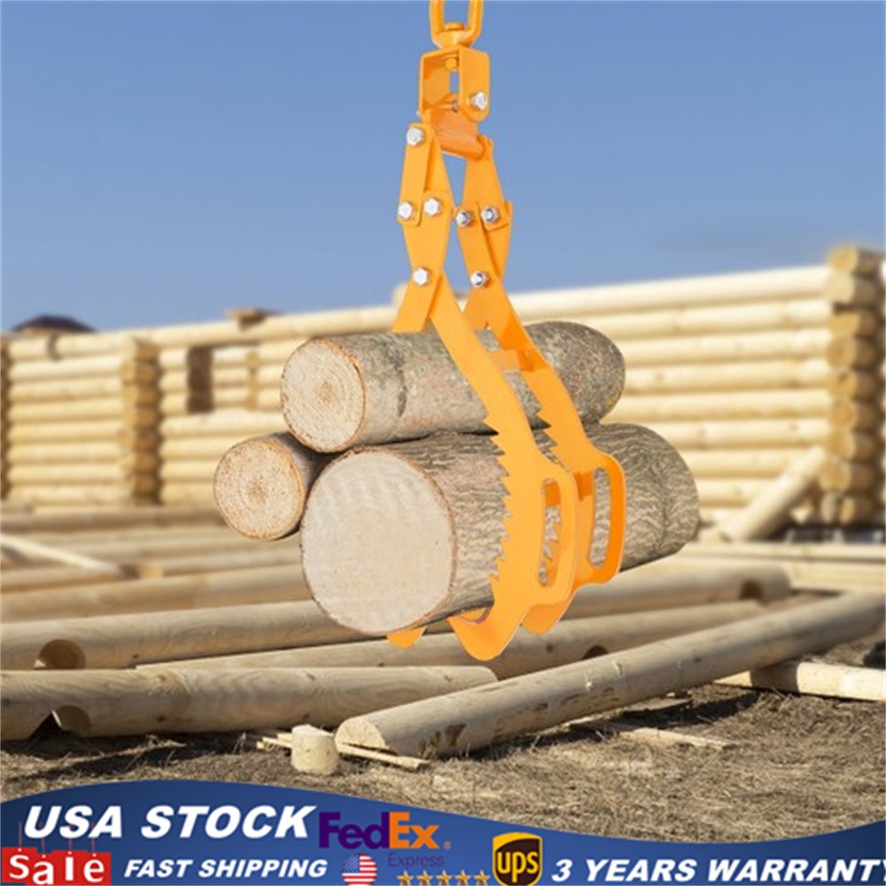 28in Log Lifting Tongs Timber Lifting Tongs 4-claw Yellow For Truck ATV Tractor