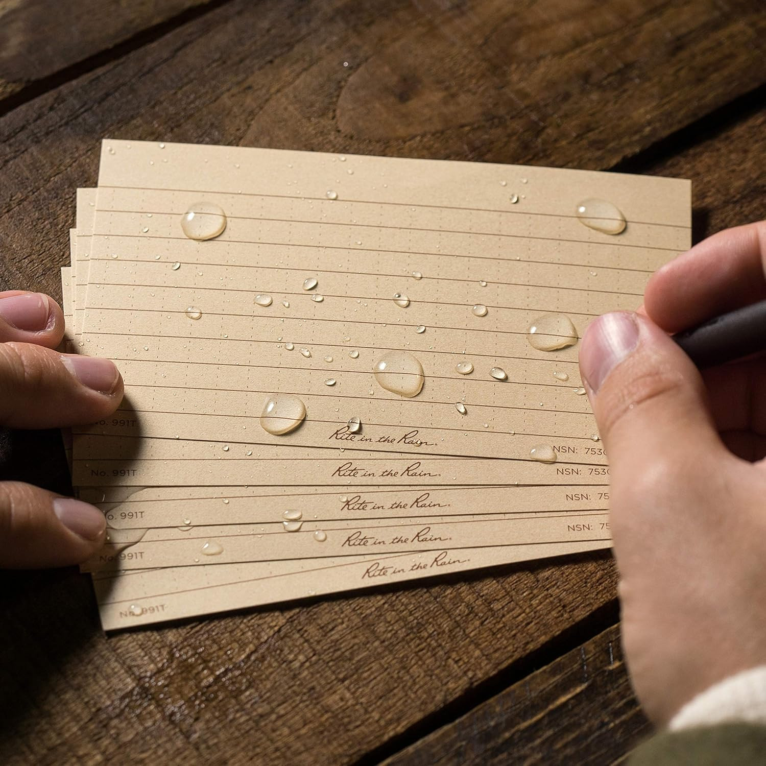 Weatherproof Index Cards, 3″ x 5″, Universal Pattern, Tan (No. 991T)