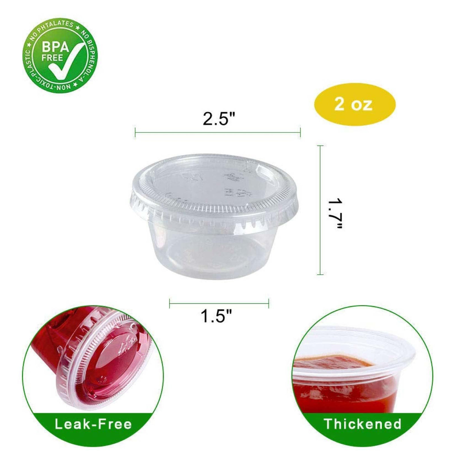 TashiBox 400 Sets – 2 oz Jello Shot Cups with Lids, Small 2oz, 2oz-400sets