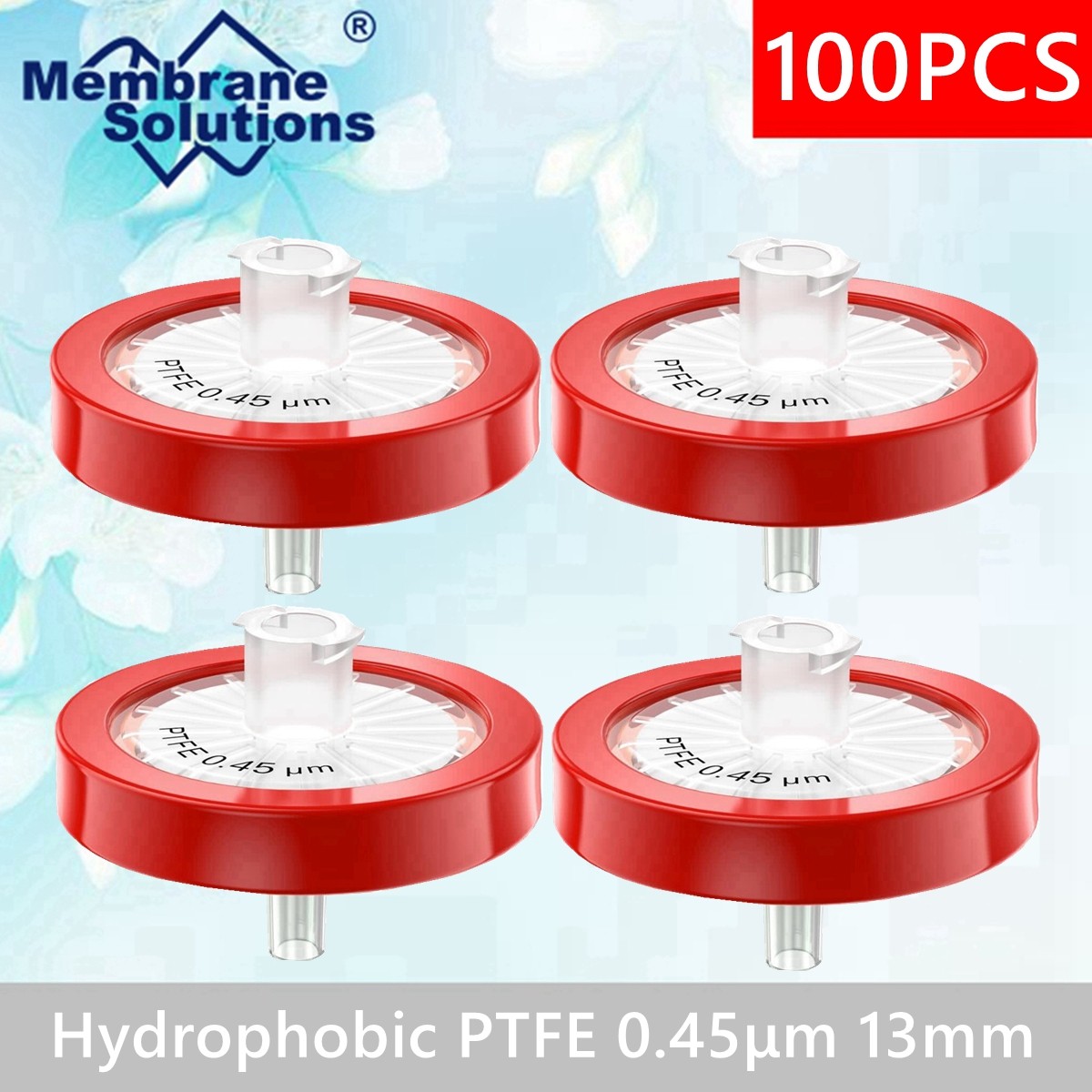 MS Syringe Filter,PTFE Membrane Filters 13mm 0.45μm Lab Hydrophobic Filter 1-10P