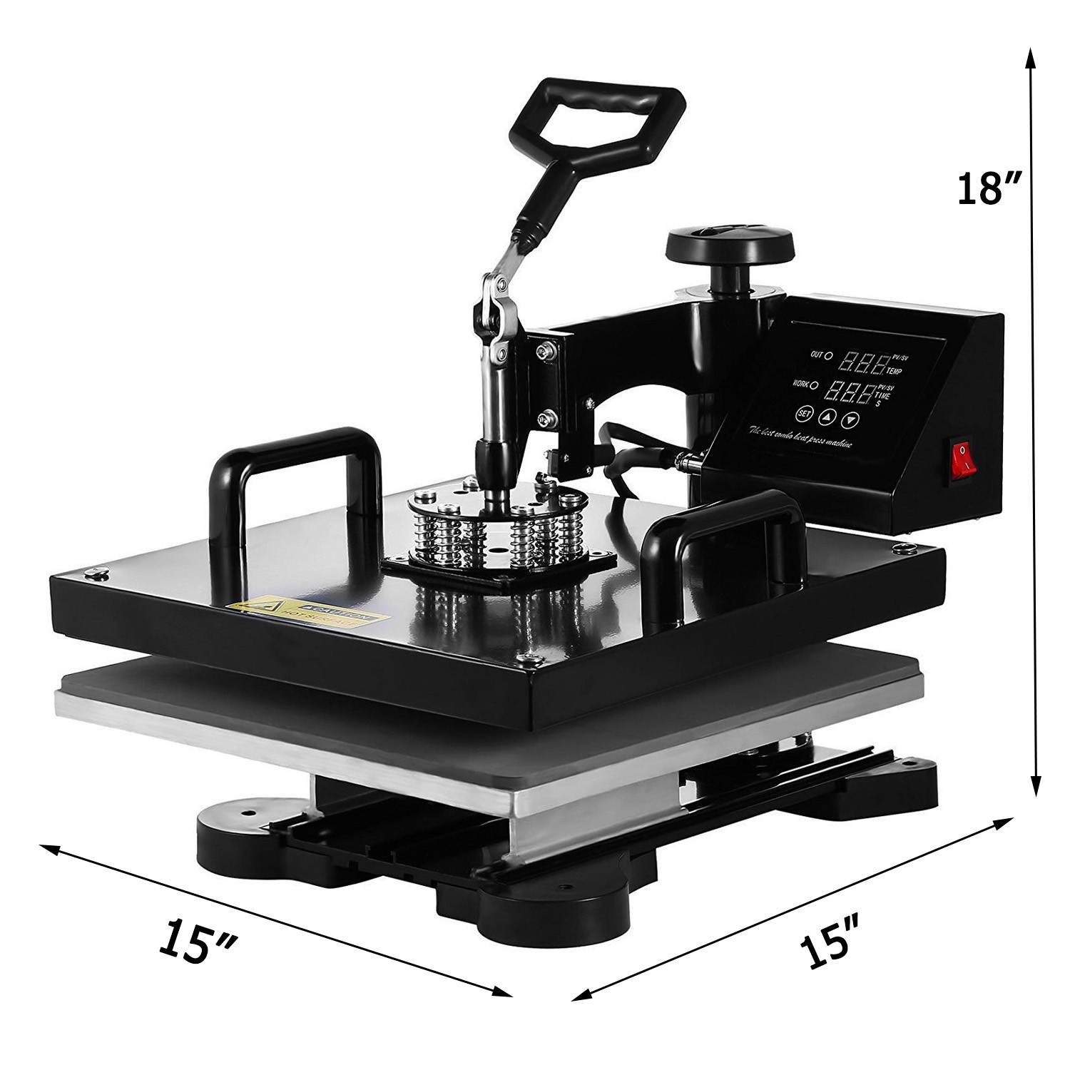 15″x15″ 5 in 1 Heat Press Machine Transfer Sublimation T-Shirt Mug Hat Plate