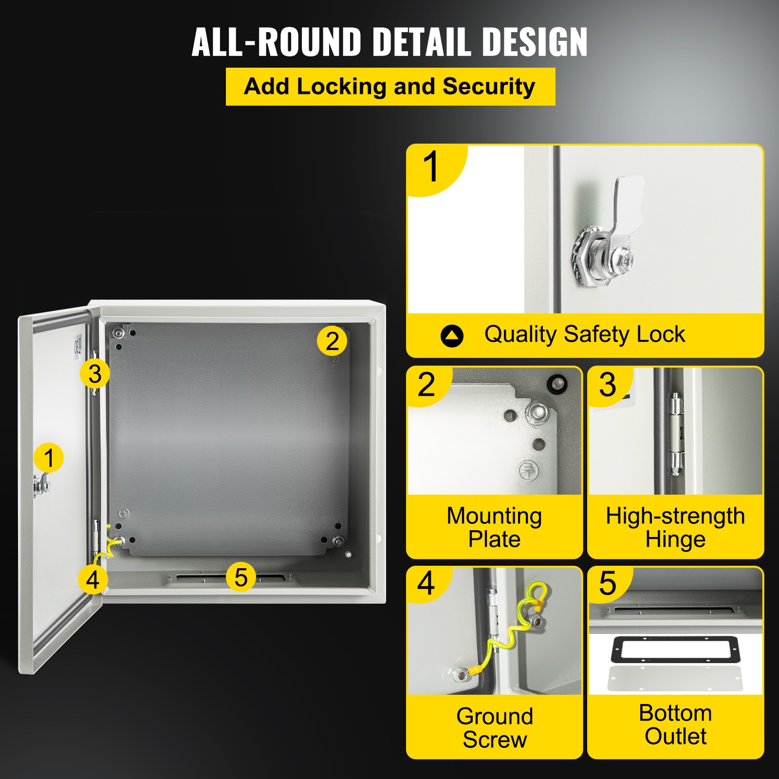 VEVOR Steel Electrical Box Electrical Enclosure Box 12x12x8» Carbon Steel IP65