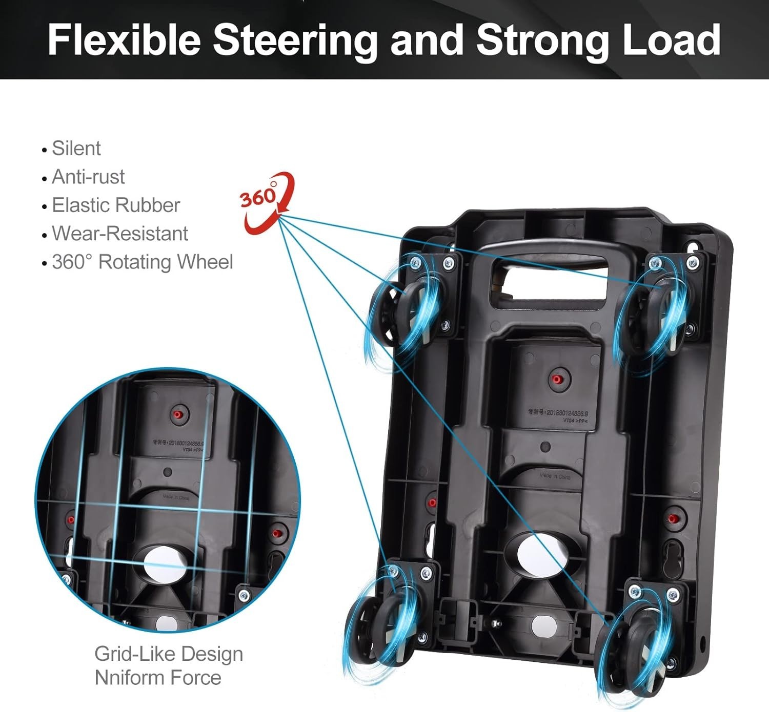 Folding Hand Truck with 360° Swivel Wheels – Lightweight, 300 lbs Capacity