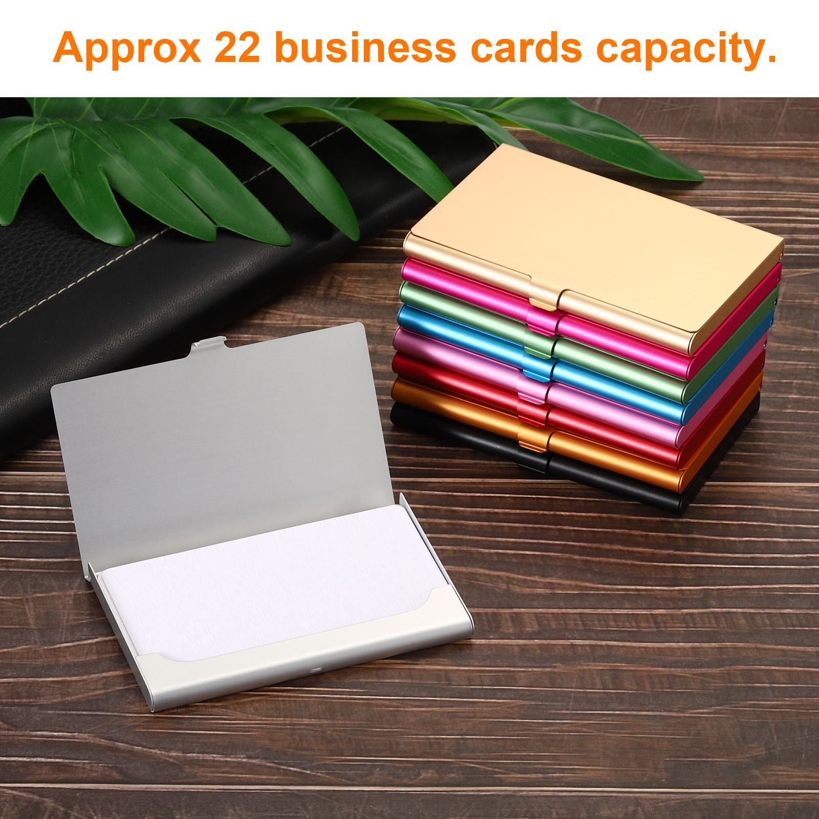 2 x Business Card Holder Aluminum Metal Card Case Professional Pocket Black