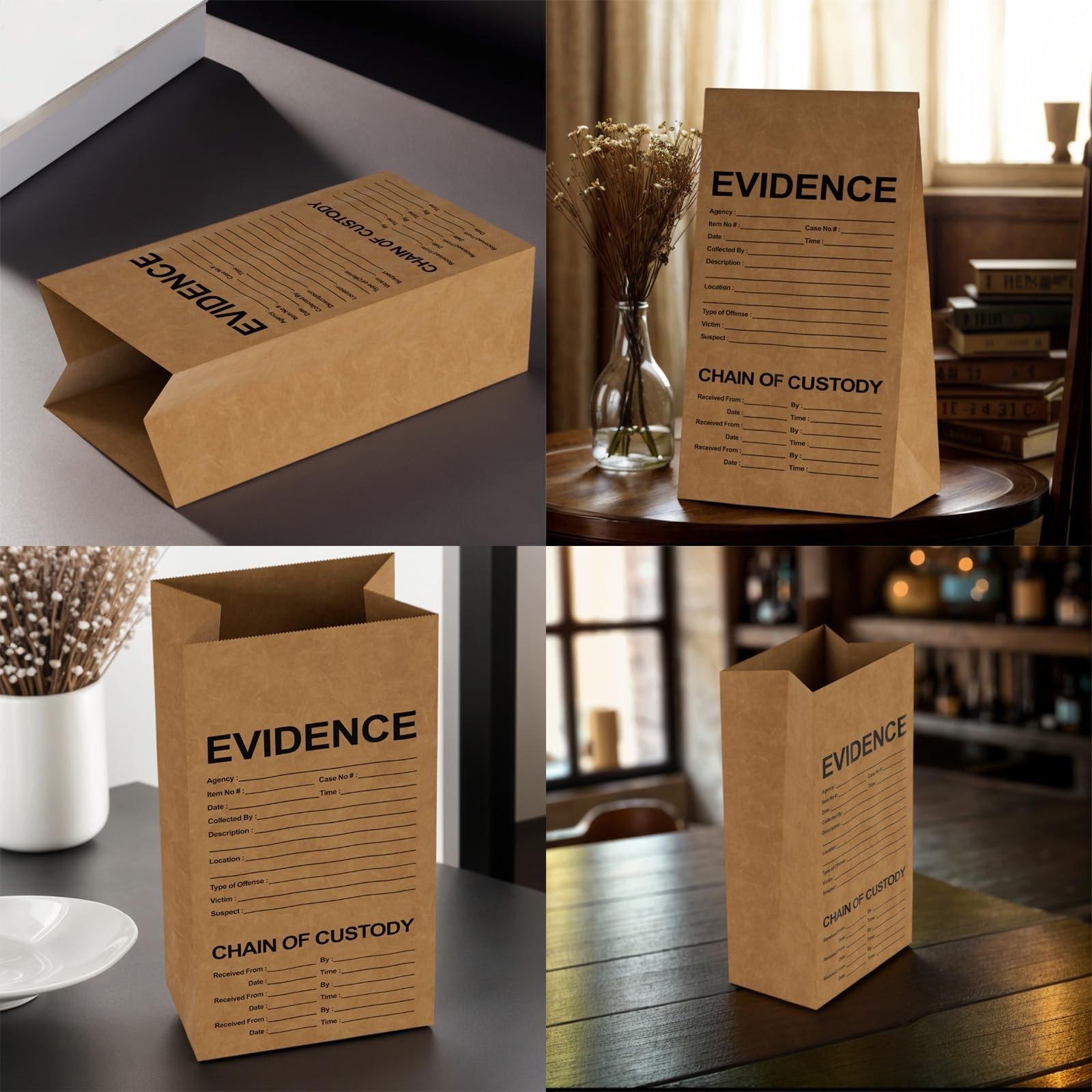 25 Pack Crime Scene Paper Evidence Bag for Receipts, 9.45 * 5 * 3 inch Paper …