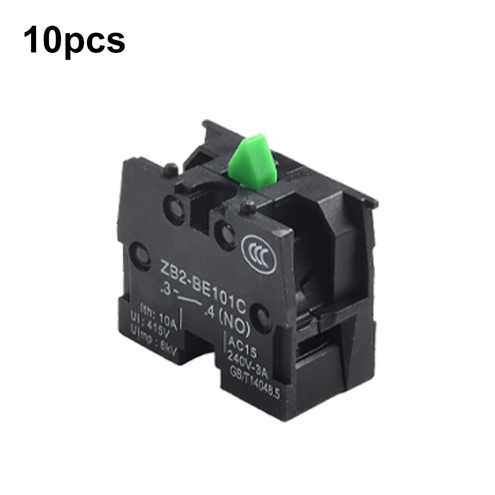 10PCS Push Button Switch Contact Block Snap in 10A 600V for Control Panels