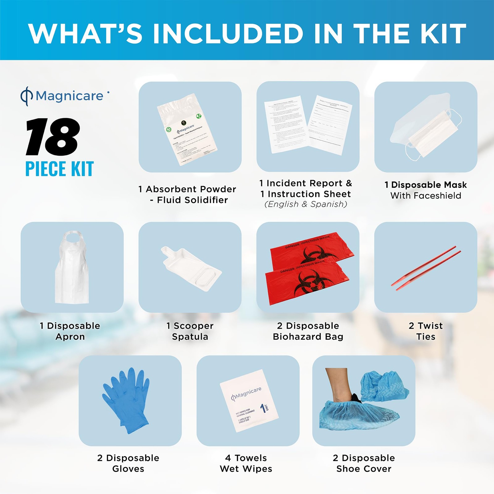 Vomit & Diarrhea Clean up Kit for Restaurant – Be OSHA Compliant| White