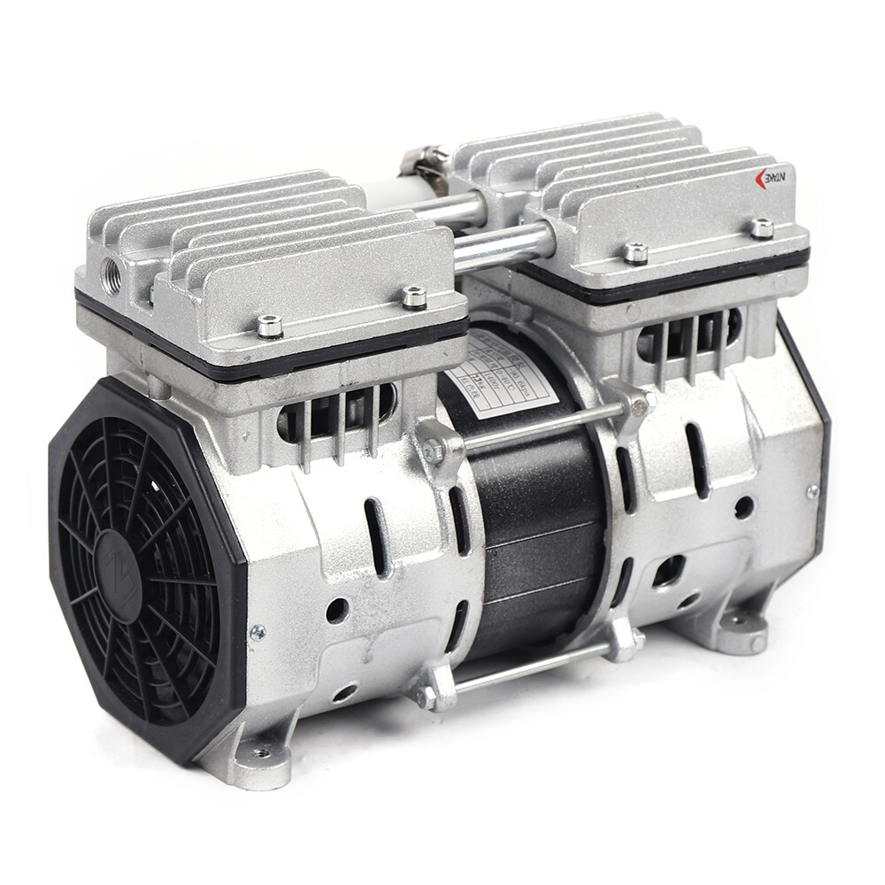 Vacuum Oilless Pump Industrial Air Compressor Oil Free Piston Pump 370W W/Filter
