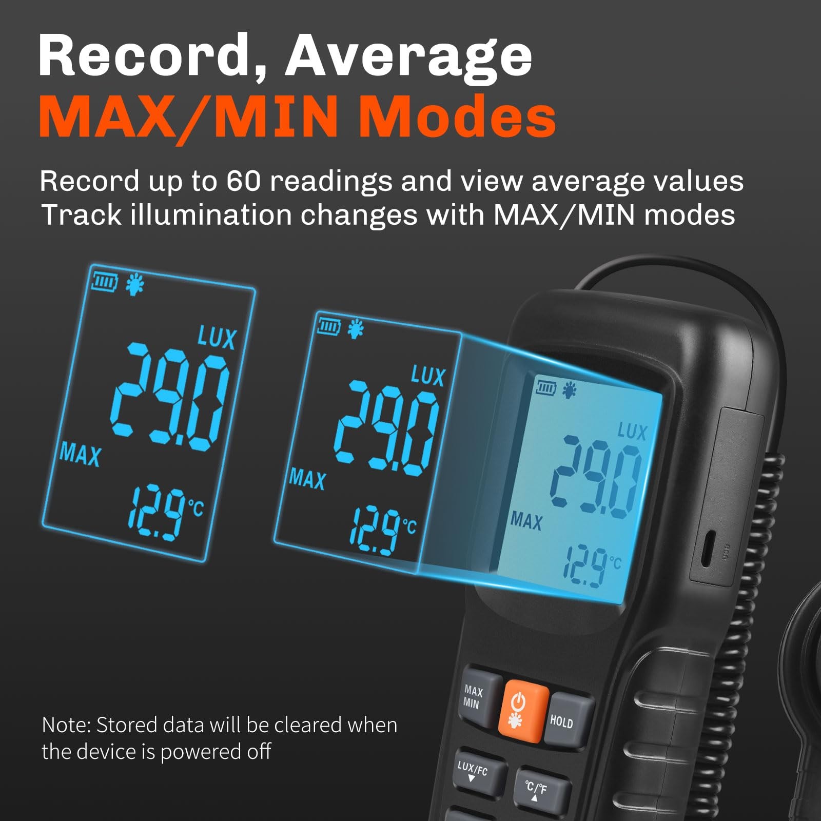 Digital Light Meter for Plants and Lighting, Split Sensor Lux Meter