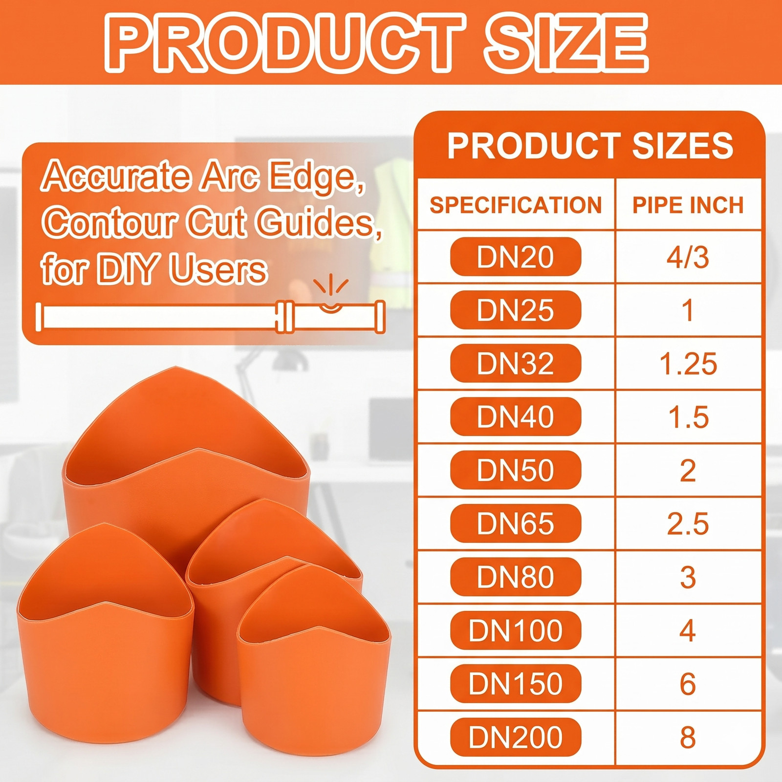 10 PCS Precision Pipe Saddle Template Cutting Guide Kit Metal PVC Pipes 3/4″-8″