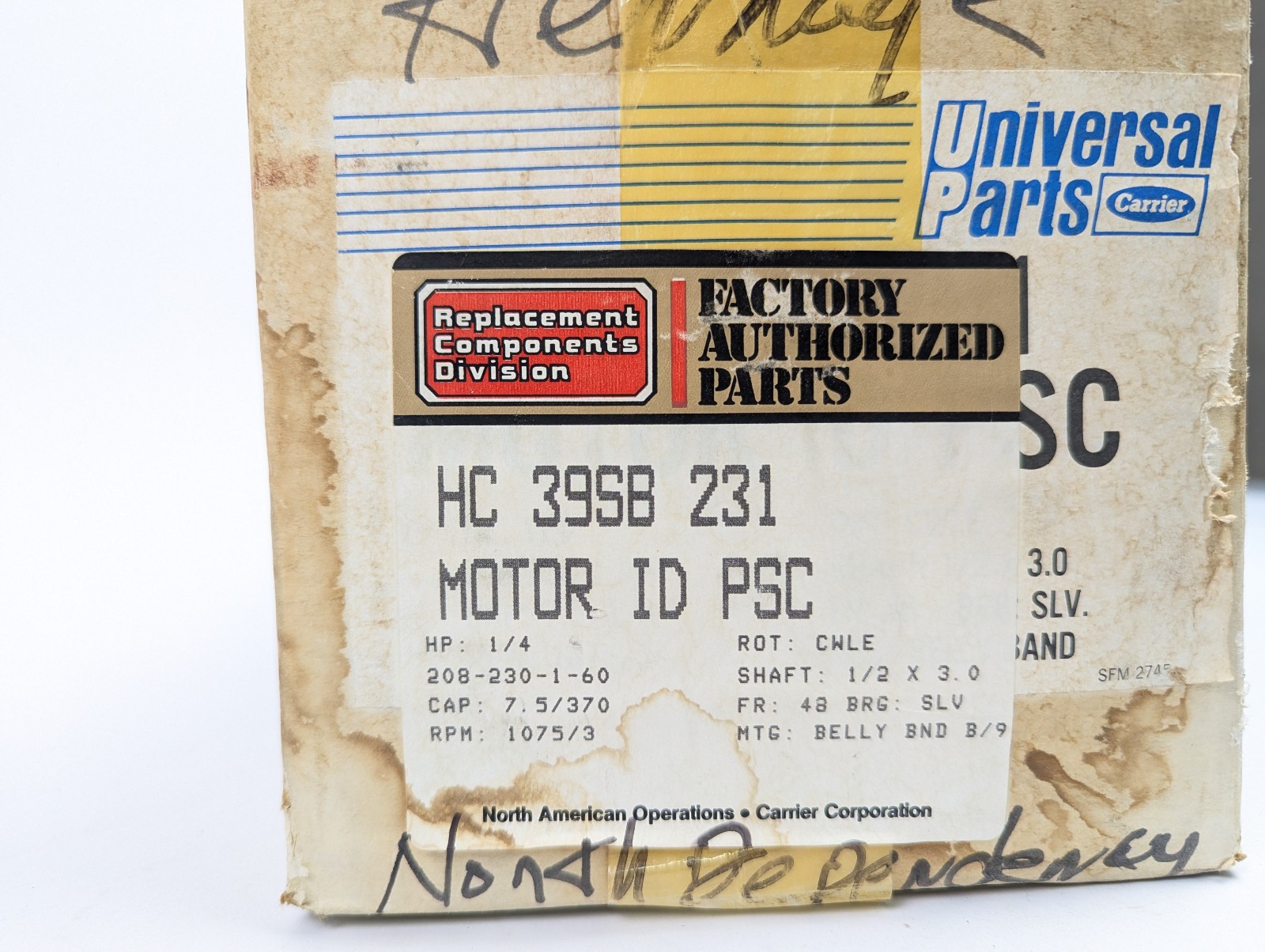 NIB GE 5KCP39HG G035S Motor 1/4 HP 60HZ 1075/3 RPM HC 39SB 231