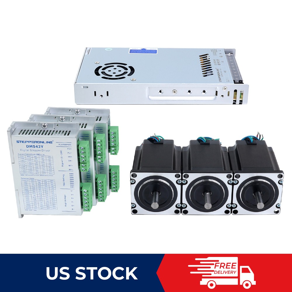 STEPPERONLINE 3 Axis Nema 23 Stepper Motor 269oz.in &Driver & Power Supply Kit
