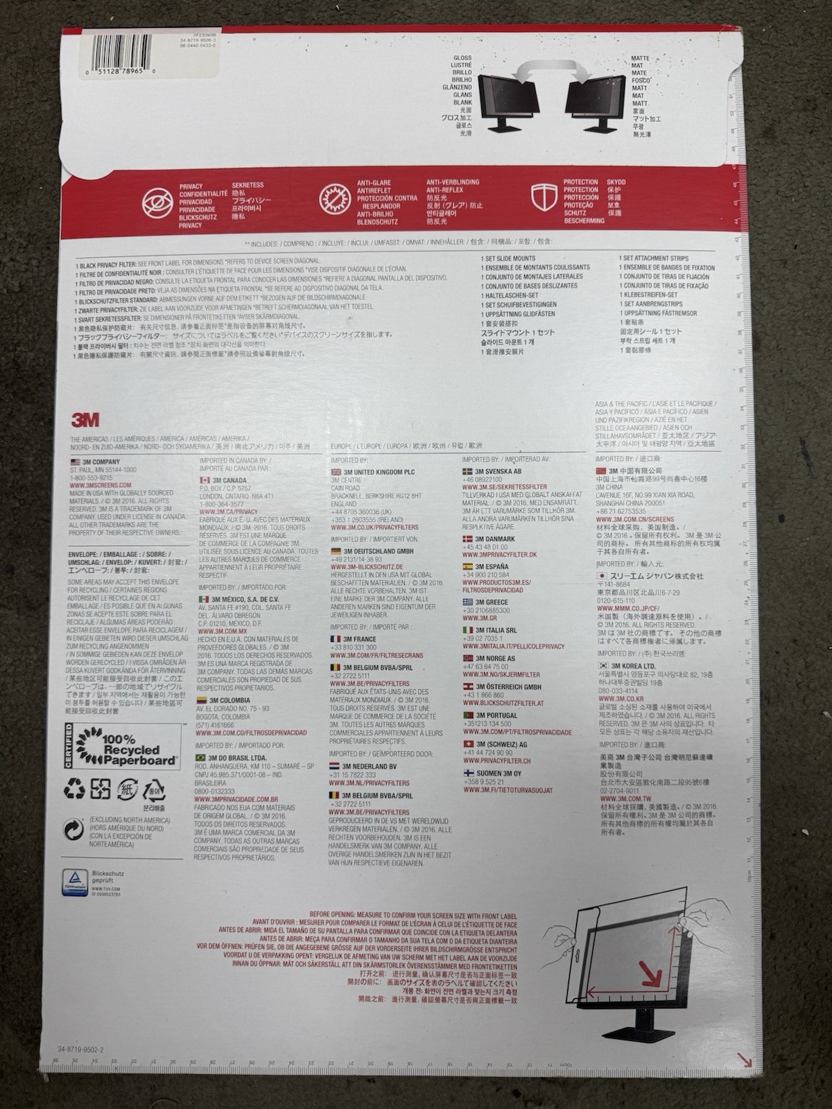 3M Frameless Blackout Privacy Filter for 23 in. Monitor PF230W9B 16:9 Ratio New