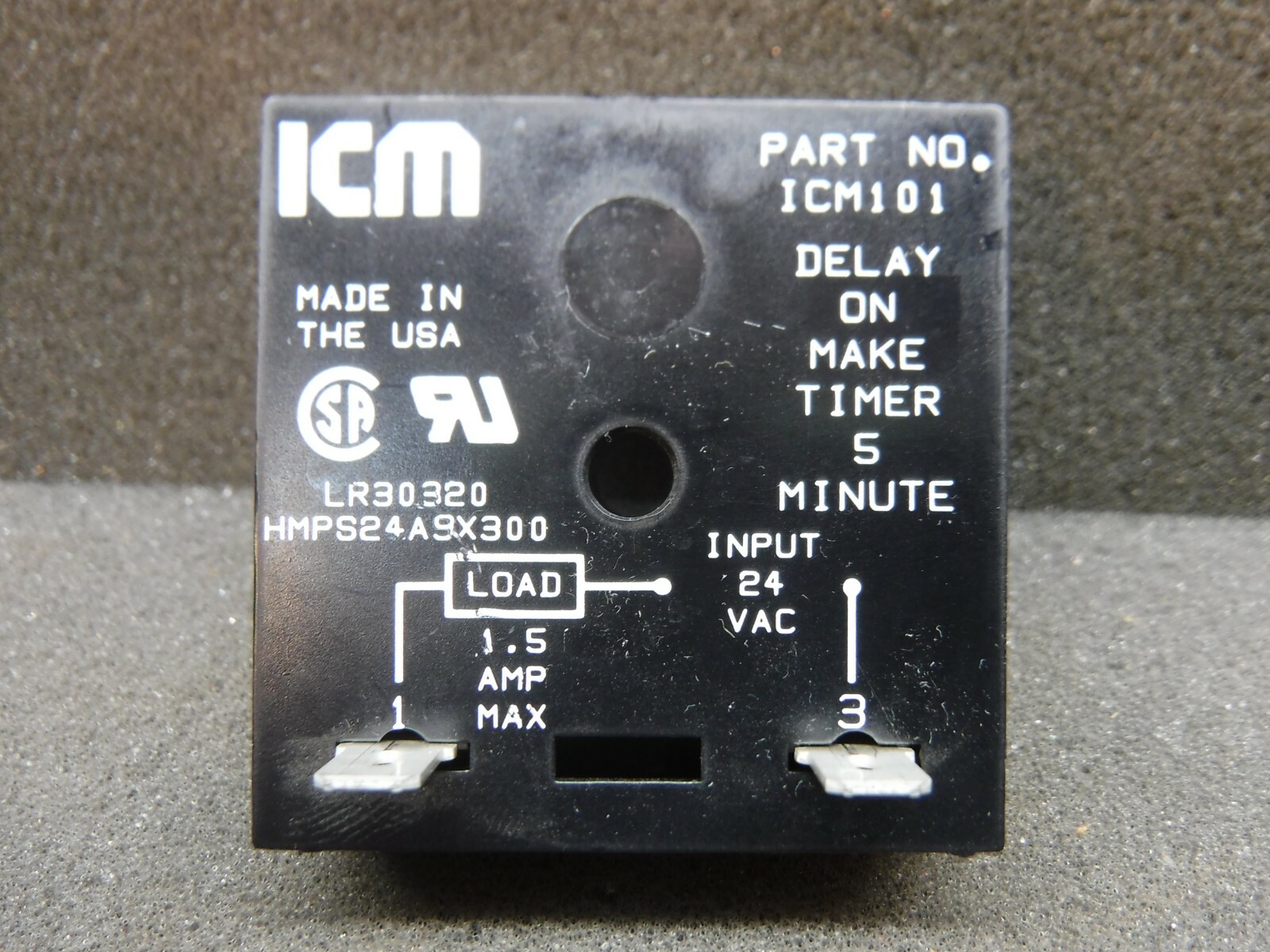 ICM, HMPS24A9X300, LR30320, Delay Timer 5 Minutes, Relay (Used) ** Lot of 2 **