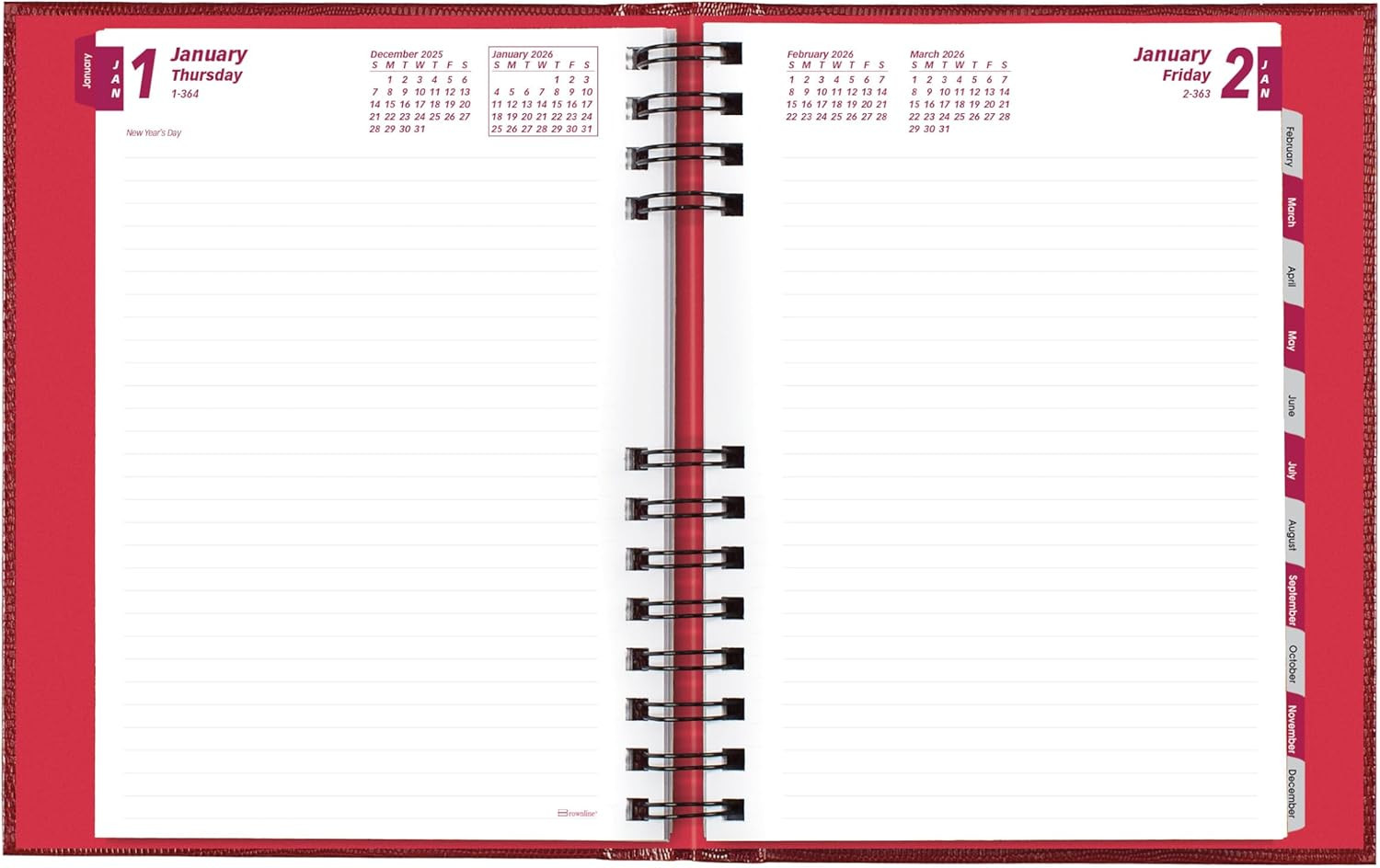® 2026 Coilpro™ Daily/Monthly Planner, Untimed Journal, 12 Months, January to De