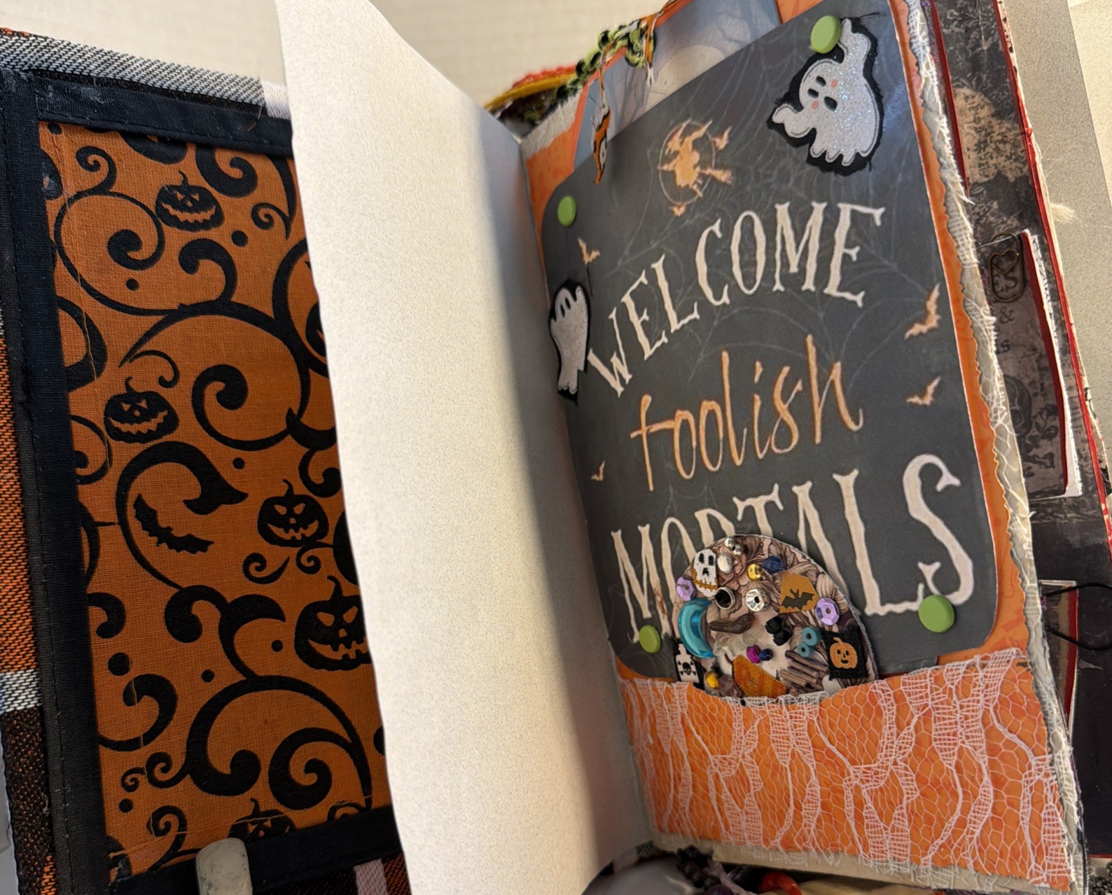 Junk Journal Halloween Spellbound Scary Tales Handmade Memory Note Book 74 Pages