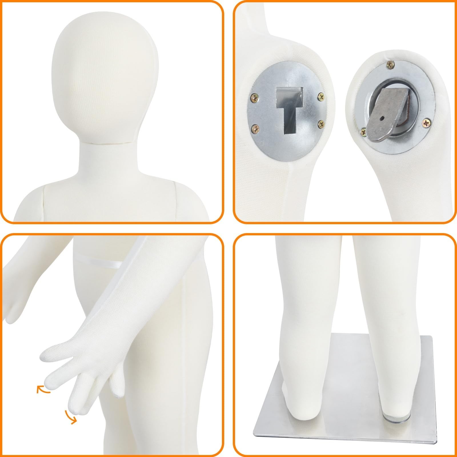 Kids Mannequin Child Dress Form Foam Flexible Full Body Manikin with Removabl…