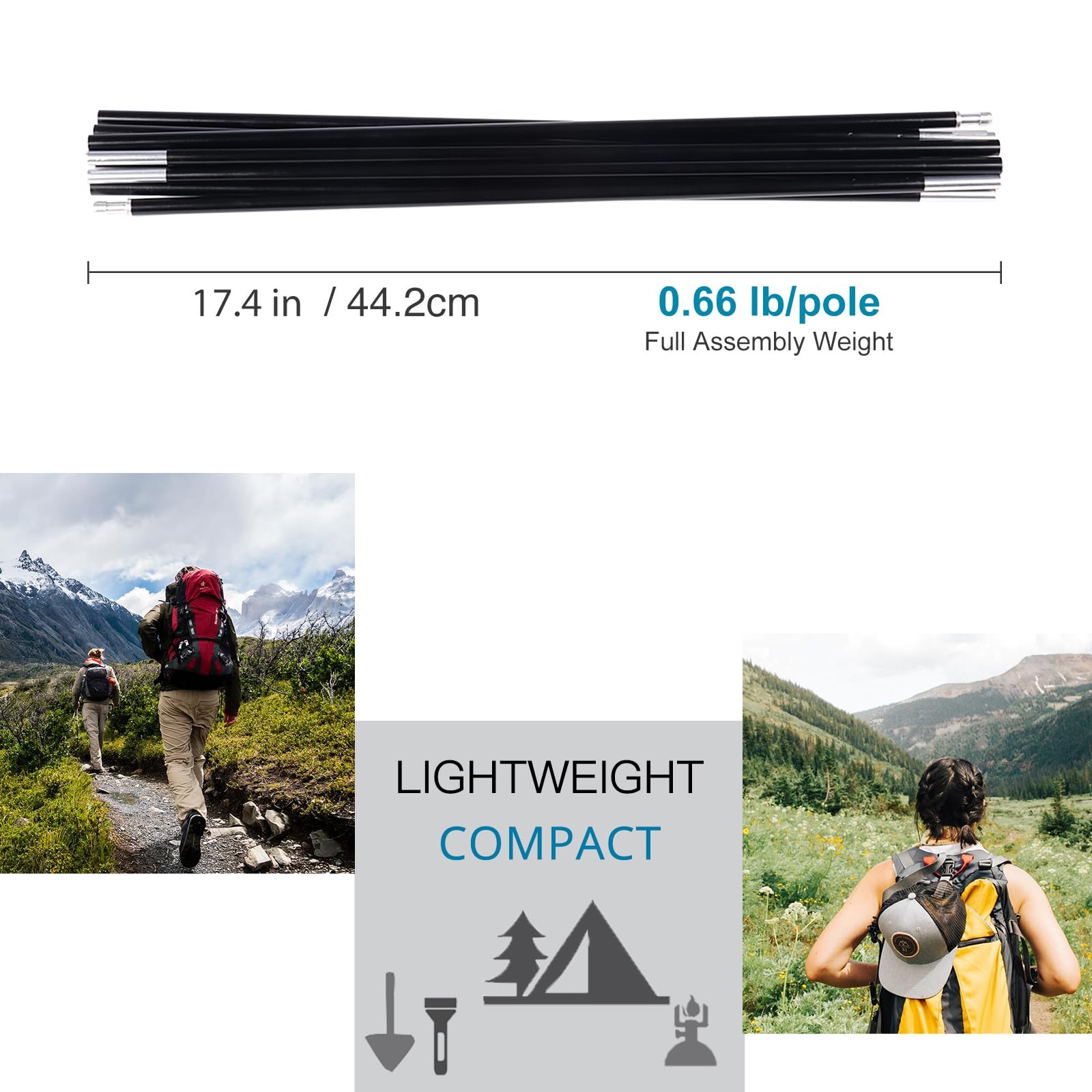 Aluminum Tent Poles Replacement Lightweight Repair Kit 7001 Alloy T6 Heated
