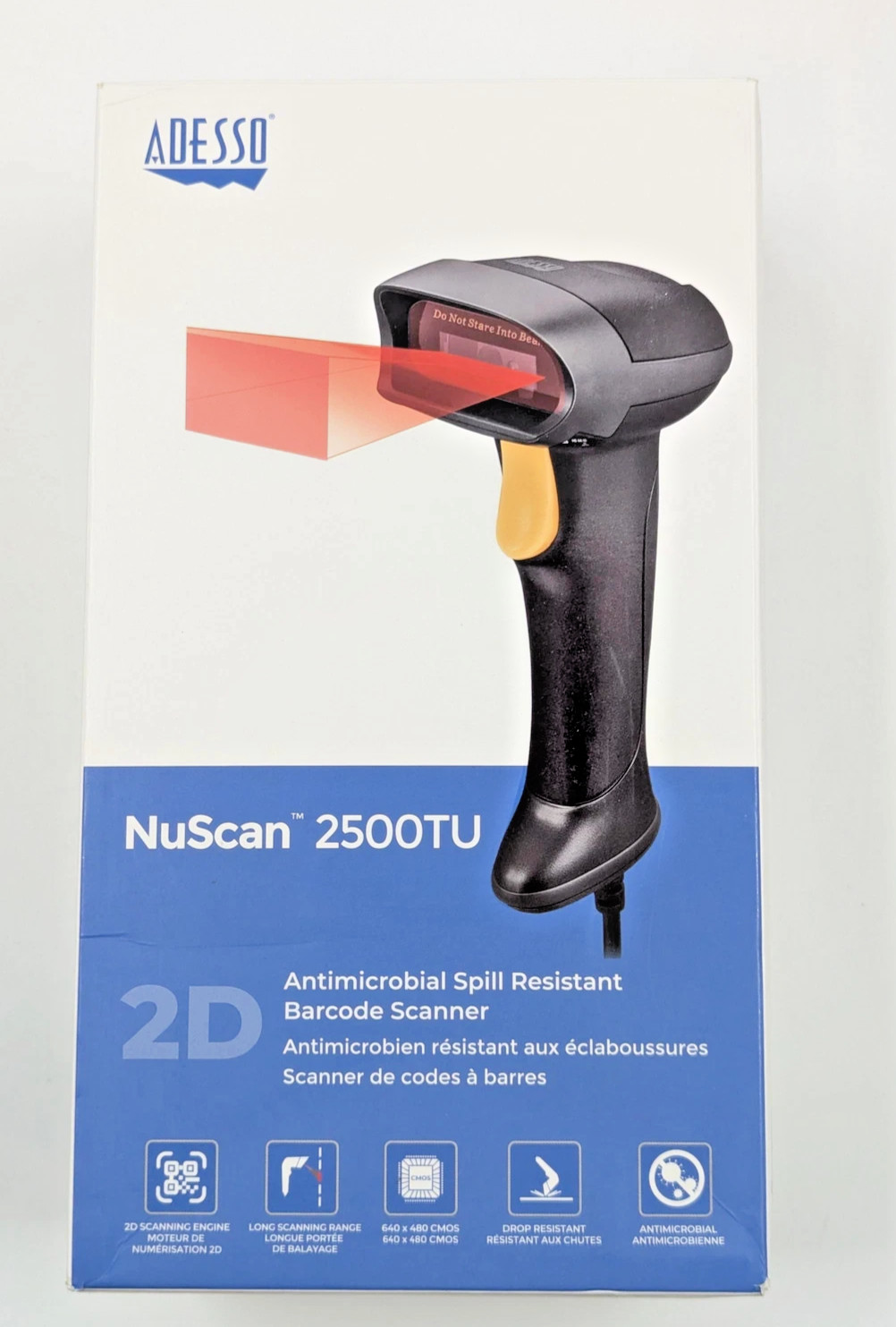 New Adesso NuScan 2500TU Spill Resistant Antimicrobial 2D Barcode Scanner
