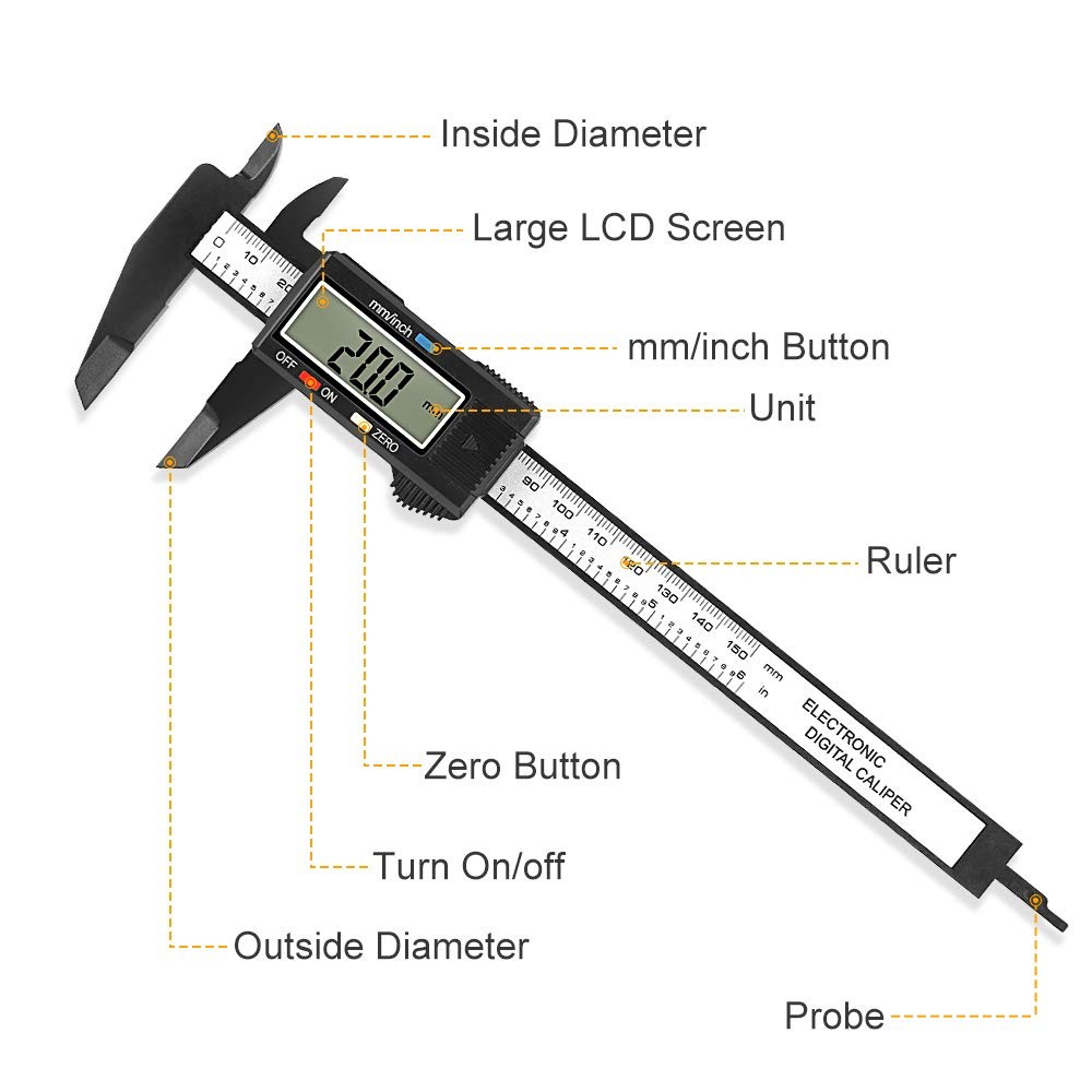 Digital Caliper, 0-6 inches Caliper with Large LCD Screen, Auto – Off Feature,