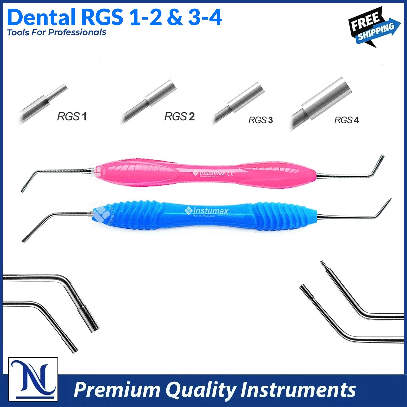 Dental Instrument RGS 1-2 / 3-4 Silicone Handle Depth Dimensions for Restoration