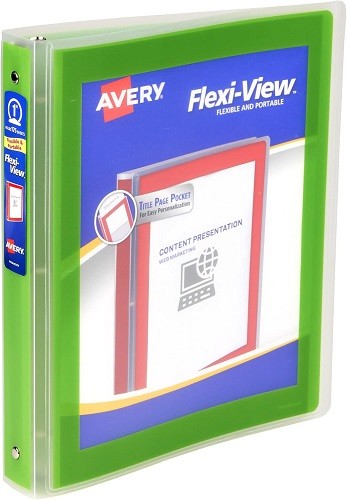 Flexi-View(R) Binders w/Round Rings 1in (175 Sheet Capacity) Chartreuse – 1EA
