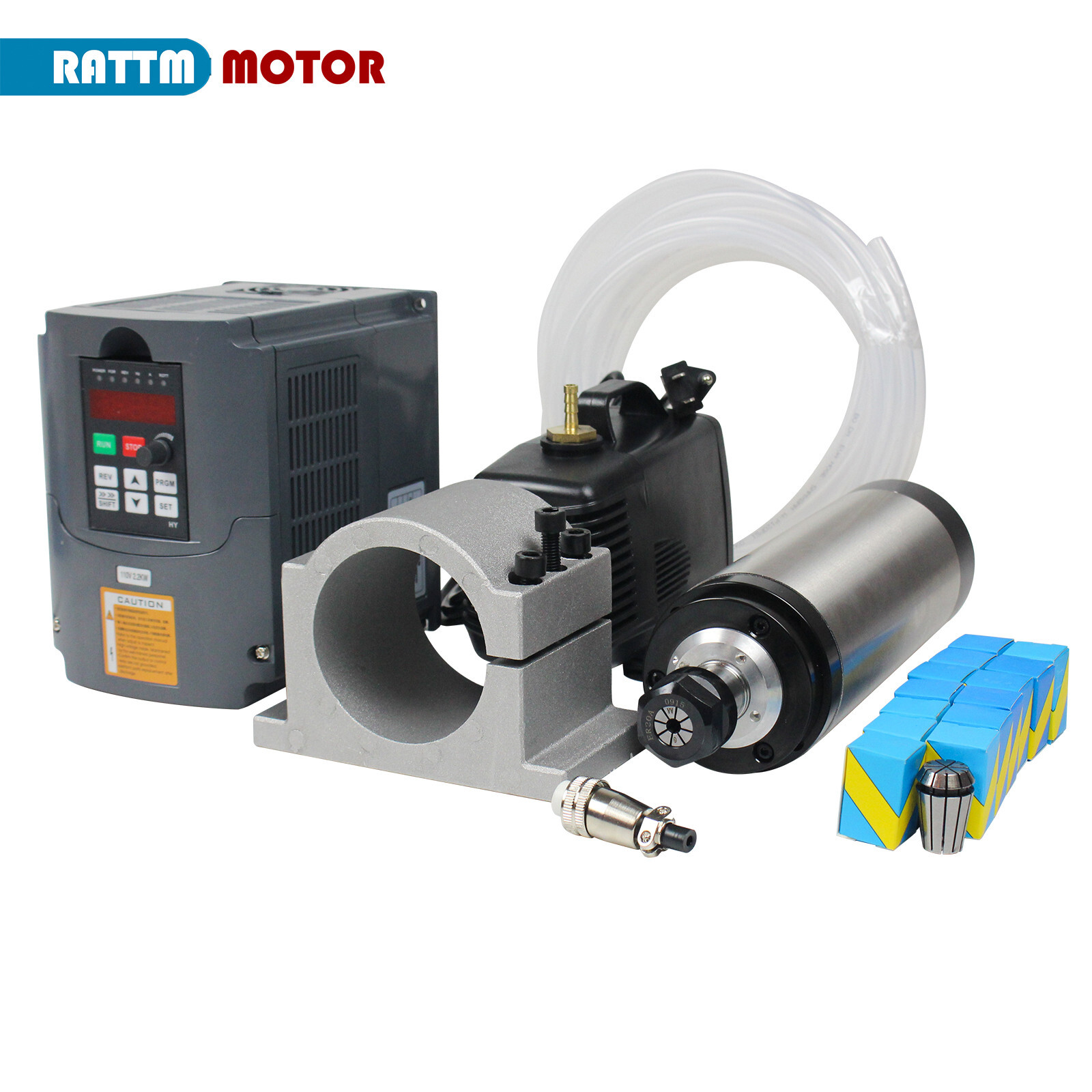 『USA』2200W 2.2KW 110V Water Cooled CNC Spindle Motor& Inverter&Clamp&Pump&Collet