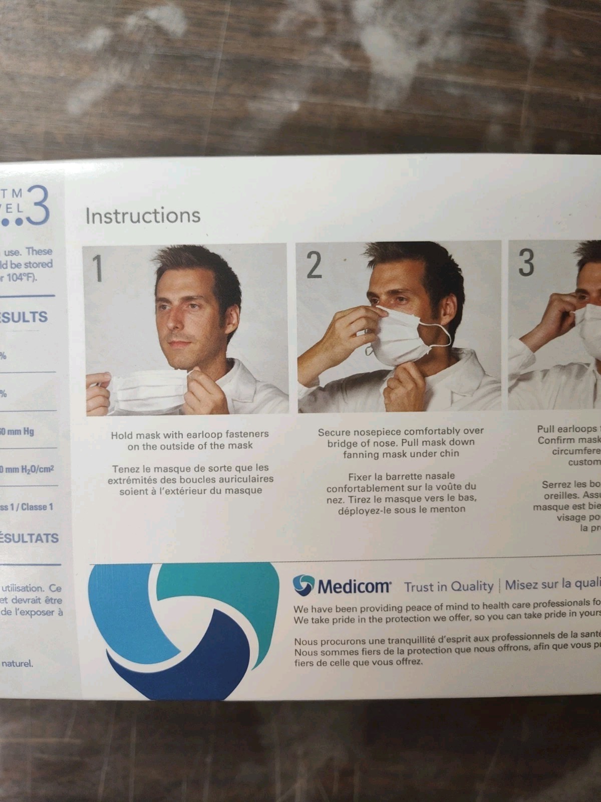 Medicom 2047 SafeMask Premier Elite Earloop Face Masks ASTM Level 3 White 50/Bx