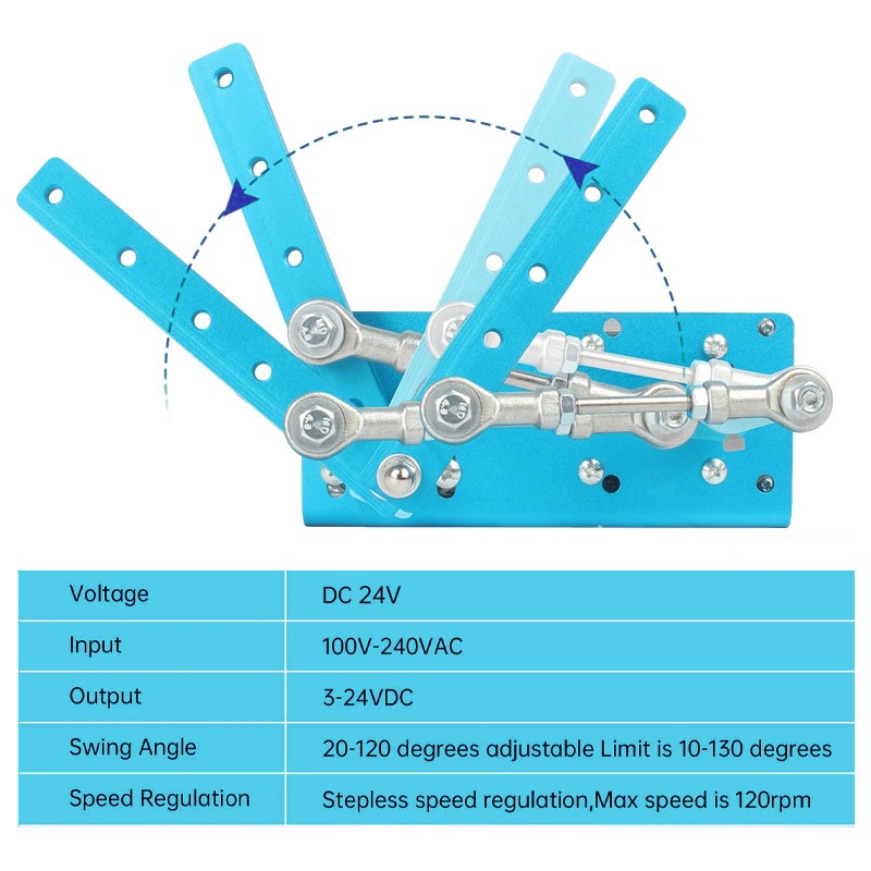 DIY Design 24V Reciprocating Swing Motor 20-120 Degrees Adjustable Speed 90rpm