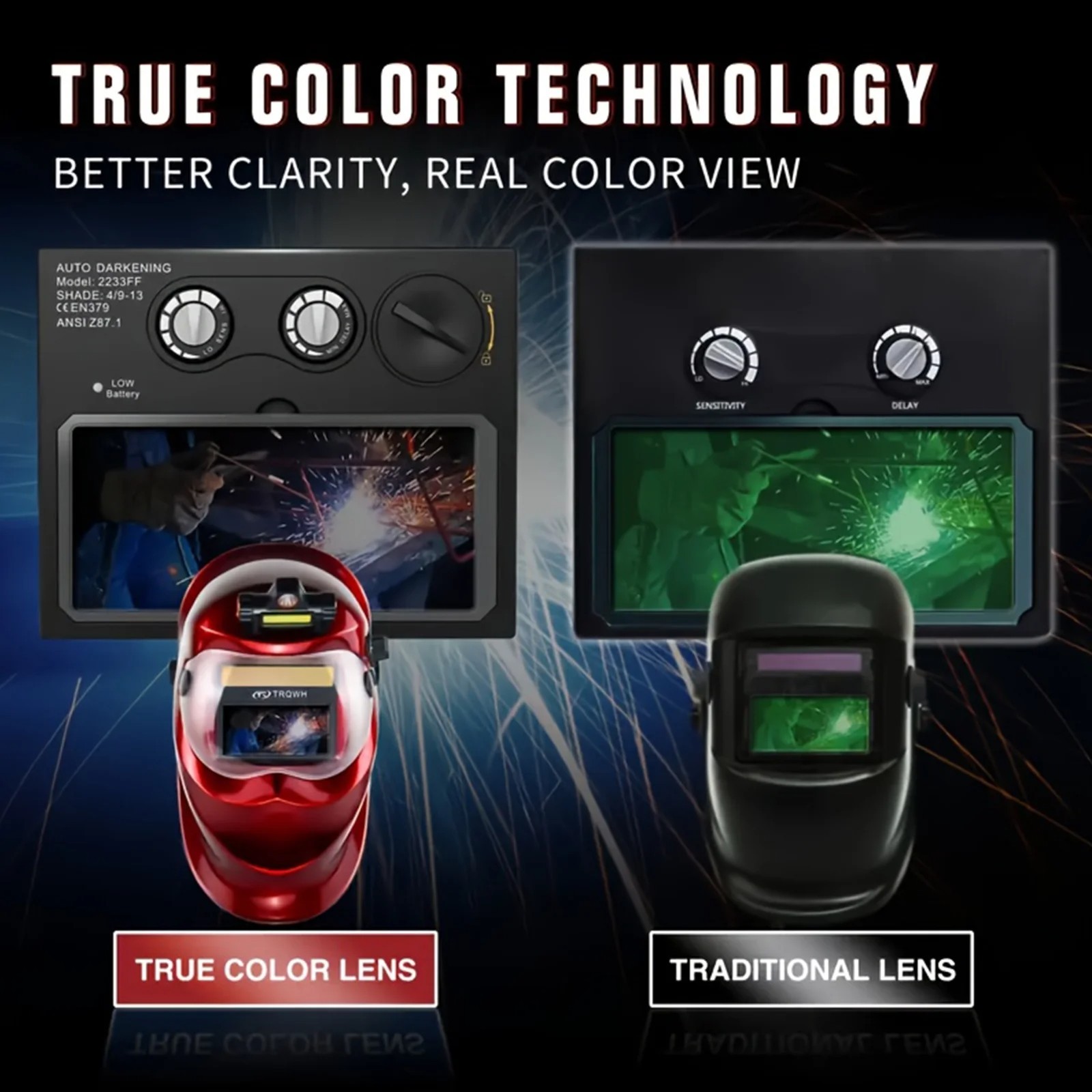 True Color Auto Darkening Welding Helmet – Multi-Process Welding & Grinding