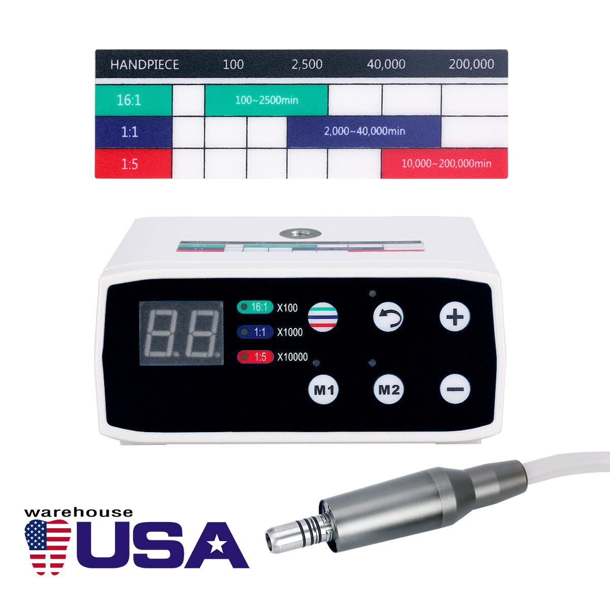 Dental Lab LED Brushless Electric Micro Motor 1:1/1:5/16:1 ISO-E type Connector