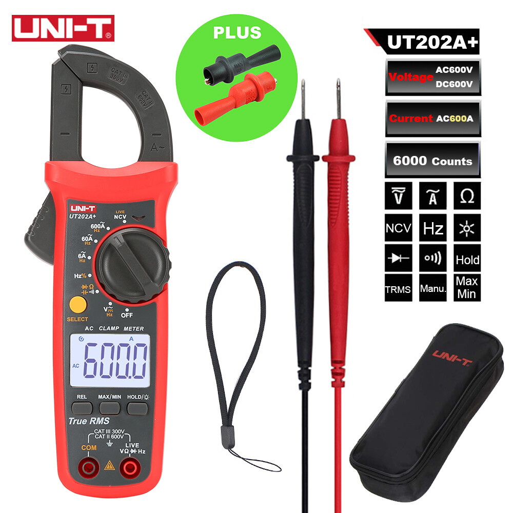 UNI-T UT202A+ Voltage 600A AC Current Resistance Digital Clamp Meter multimeter