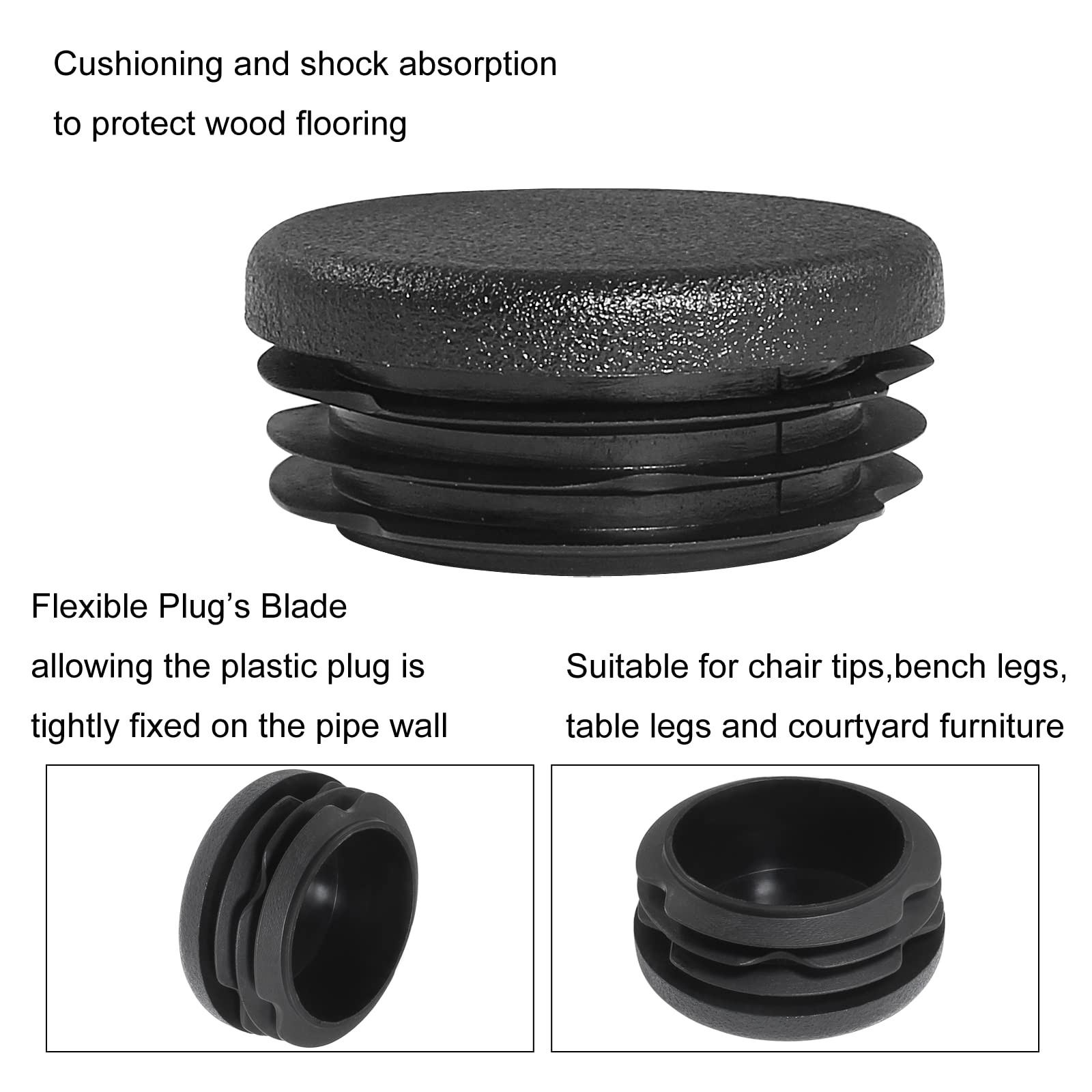 Litoexpe 12 Pieces 1-1/2 Inch Round Plastic Plug, Tubing Post End Caps Black …