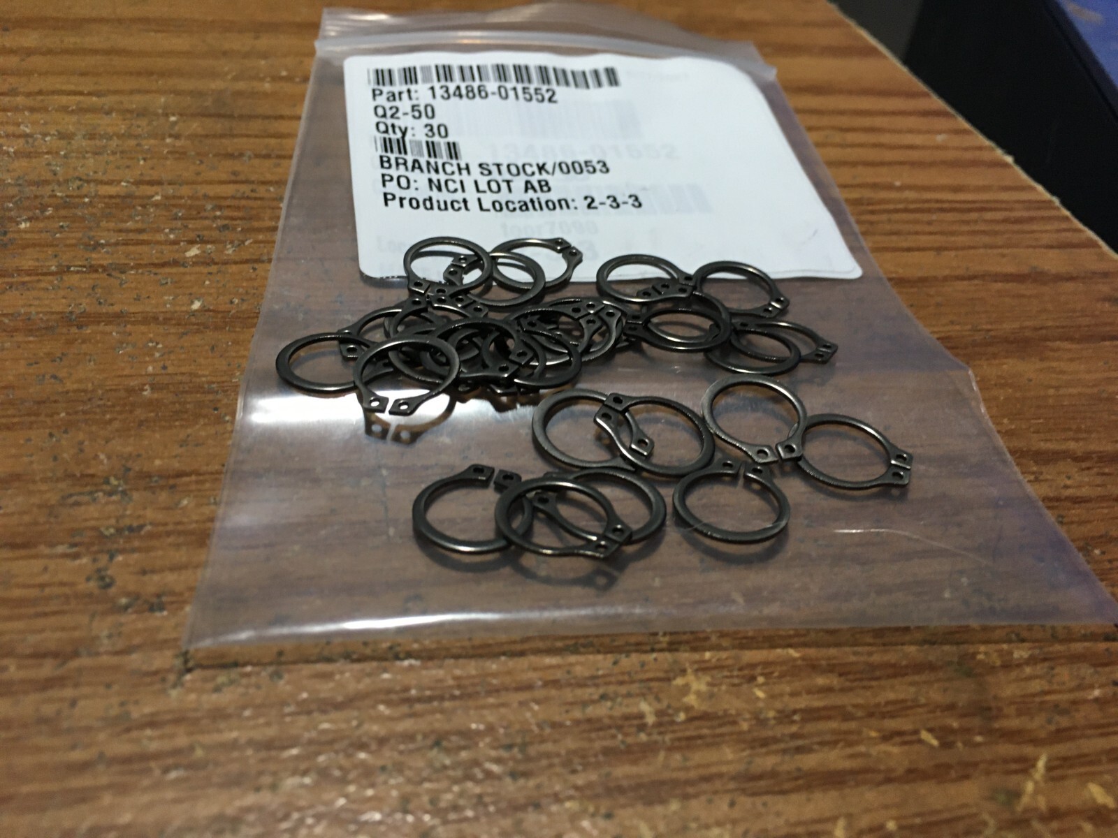 Grainger -Standard Retaining Ring: Carbon Steel, Black Phosphate Qty 30