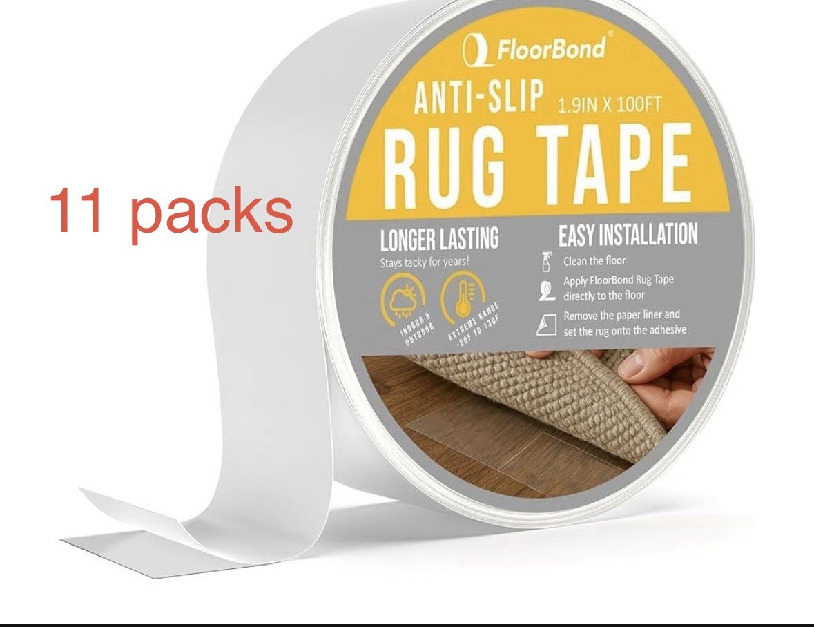 11packs Of Rug Tape Anti-Slip Double-Sided Carpet Tape, 1.9in x 100ft Roll