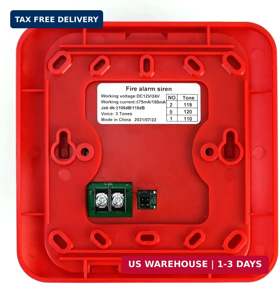 Fire Alarm Siren 12/24V DC | LED Strobe Horn ≥105dB | Wired Security System