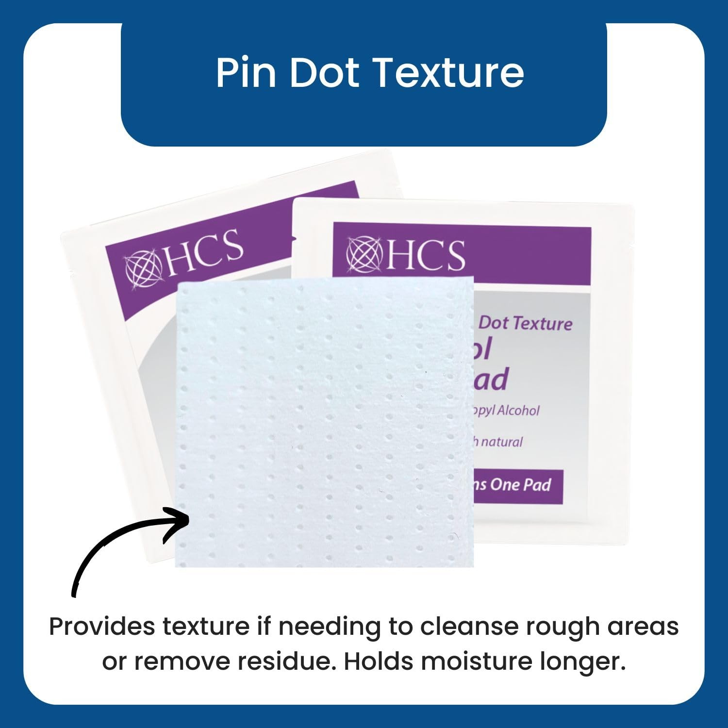 HCS Large Alcohol Prep Pads – Textured, 70% Isopropyl 1 Count (Pack of 100)