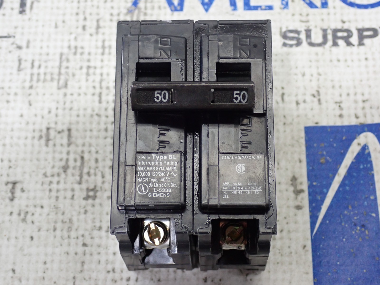 Siemens B250 50 Amp 2 Pole 120/240V BL Bolt on Circuit Breaker tested