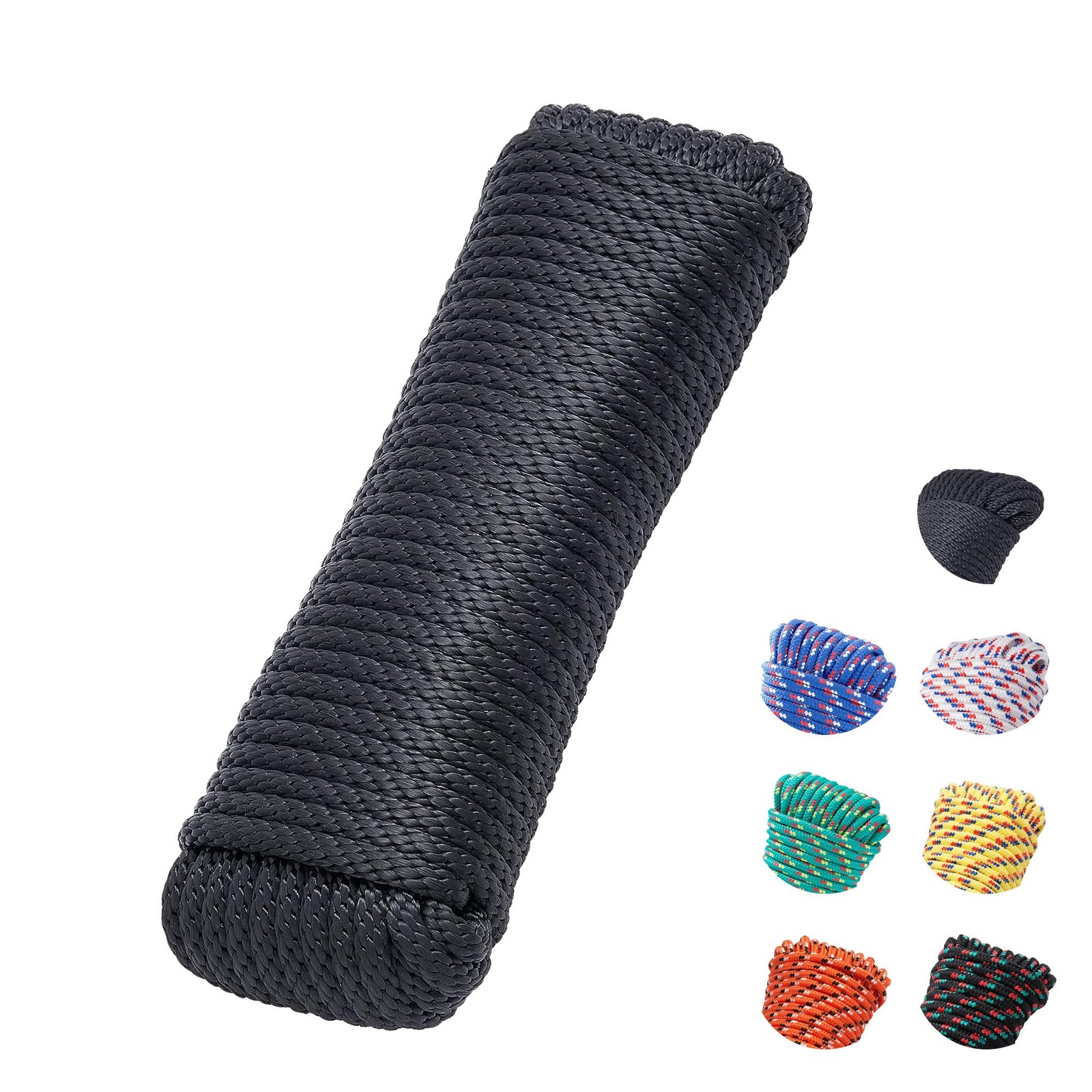 SDLTHR 3/8 Inch 100 ft Solid Braided 3/8″ x 100 (30.5m), Black